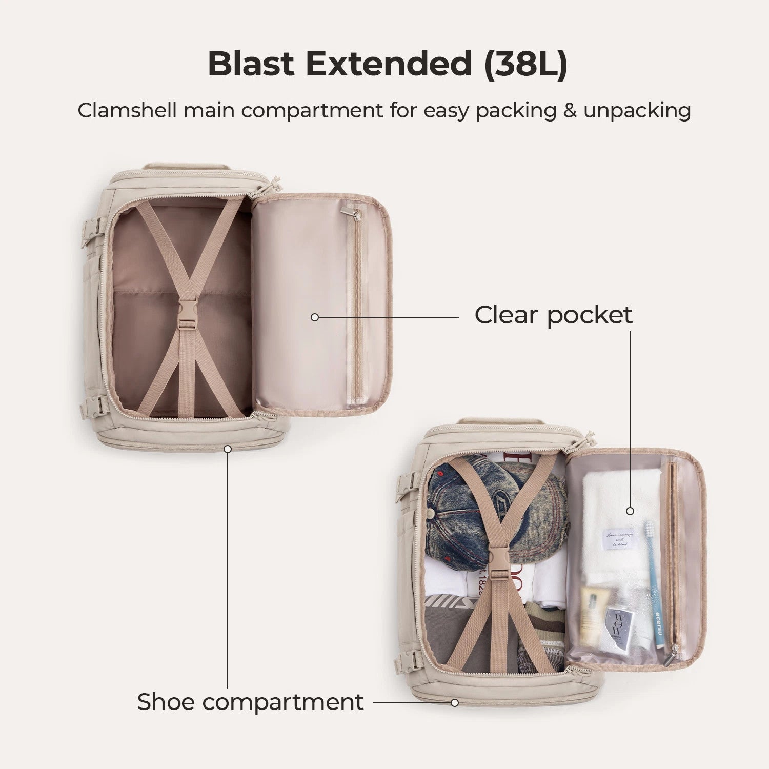 Blast Travel Backpack - Lightweight Waterproof Carry-On Backpack for Men & Women - Perfect for Airplane, Hiking, Camping & Daily Commute