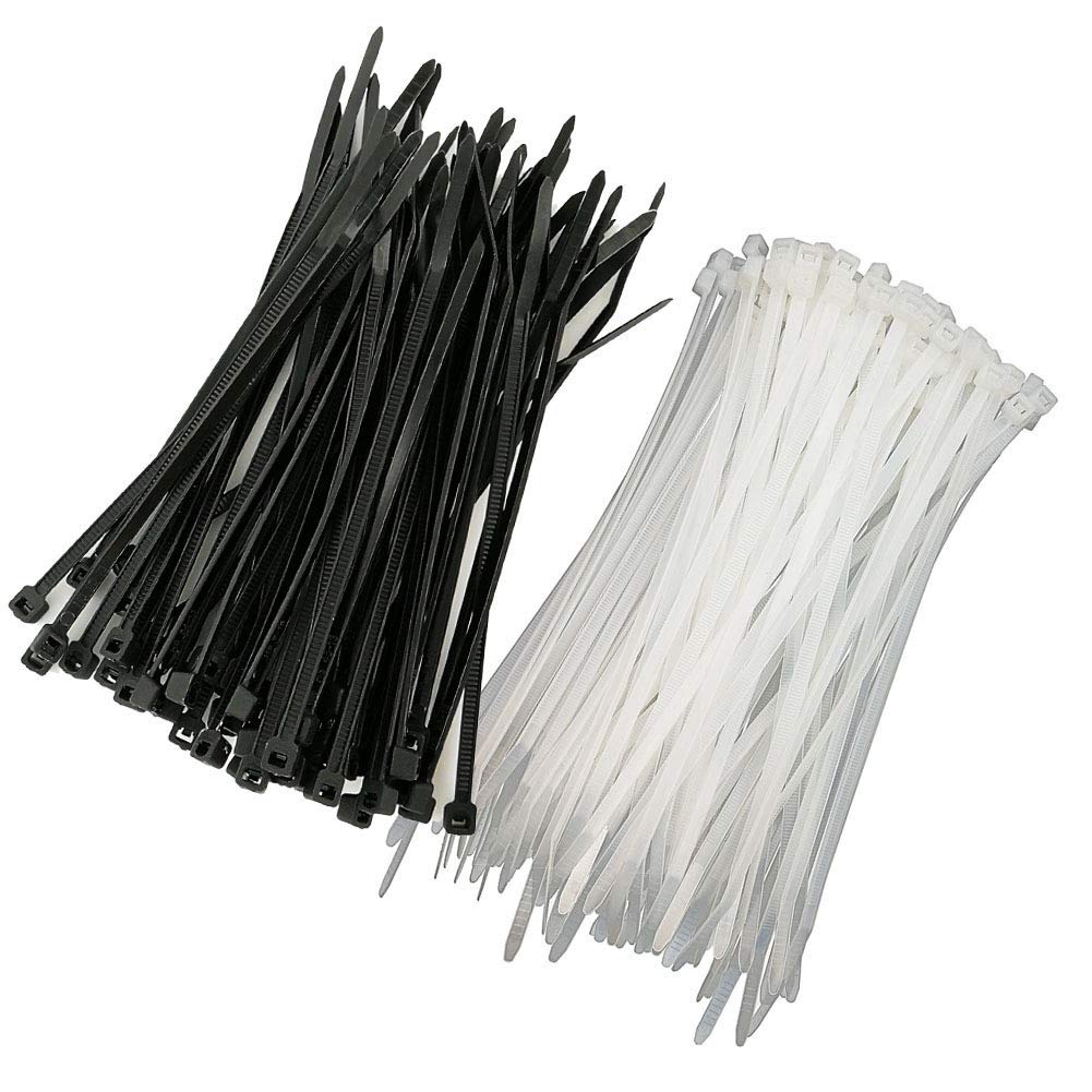 HS Narrow Zip Ties 4 Inch (600 Pack) - Black & White Self-Locking Cable Ties for Electronics, 18lb Tensile Strength - Perfect for Cord Management, Home Organization, and DIY Projects
