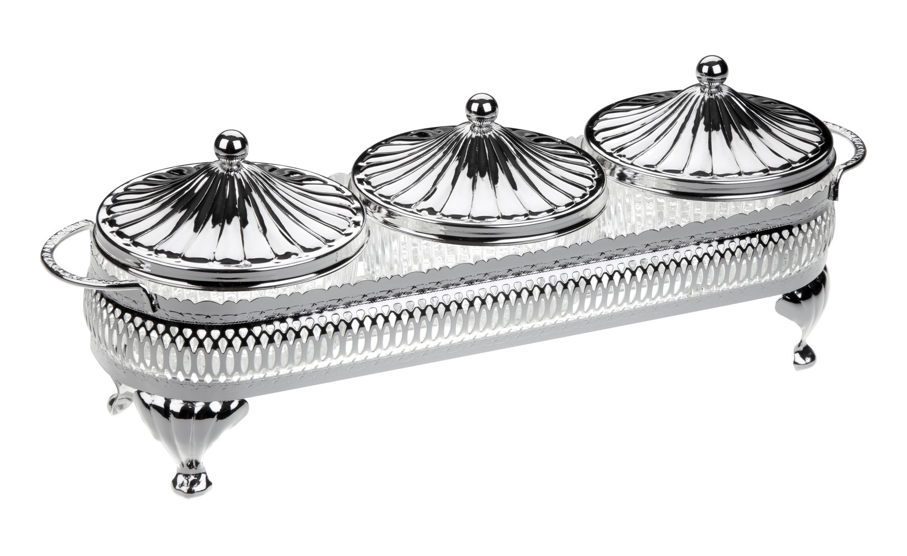 Premium Silver Plated Snack Dip Bowls Set of 3 - Tarnish Resistant Glass Serving Dishes, No Polish Needed - Made in England - Perfect for Parties, Appetizers & Entertaining
