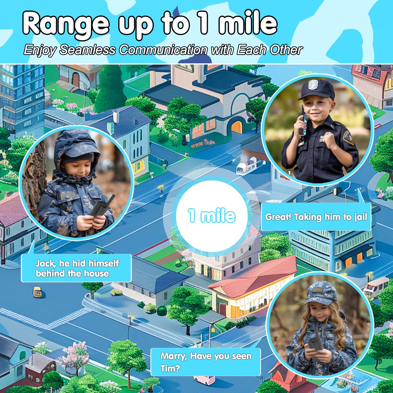 Qniglo Rechargeable Walkie Talkies for Kids - 22 Channel USB Charging Two Way Radios with Lanyard, Camouflage Design - 4 Pack Walkie Talkies for Camping, Hiking, Family Outdoor Games - Perfect Gift for Boys & Girls Ages 3-12 (Birthday, Christmas, Travel Adventures)