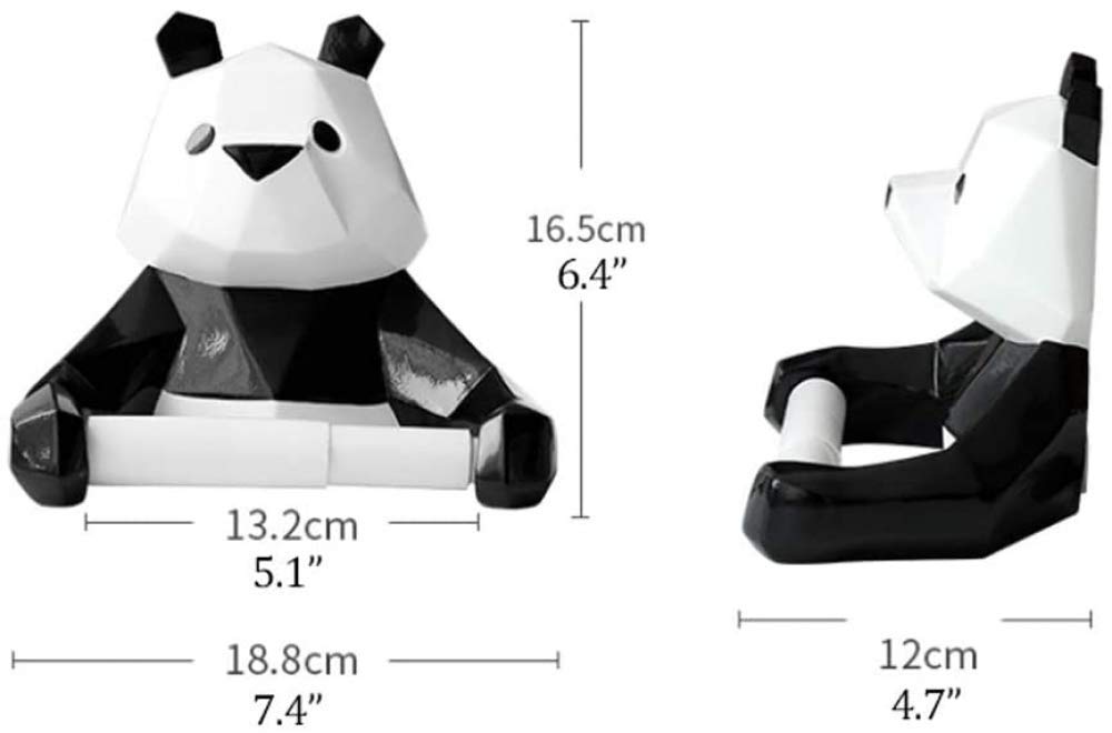 Black Panda Geometric Paper Holder - Modern Toilet Paper Roll Holder for Bathroom, Wall-Mounted Tissue Dispenser with Gold Accents - Perfect for Home, Office, and Restaurant Decor