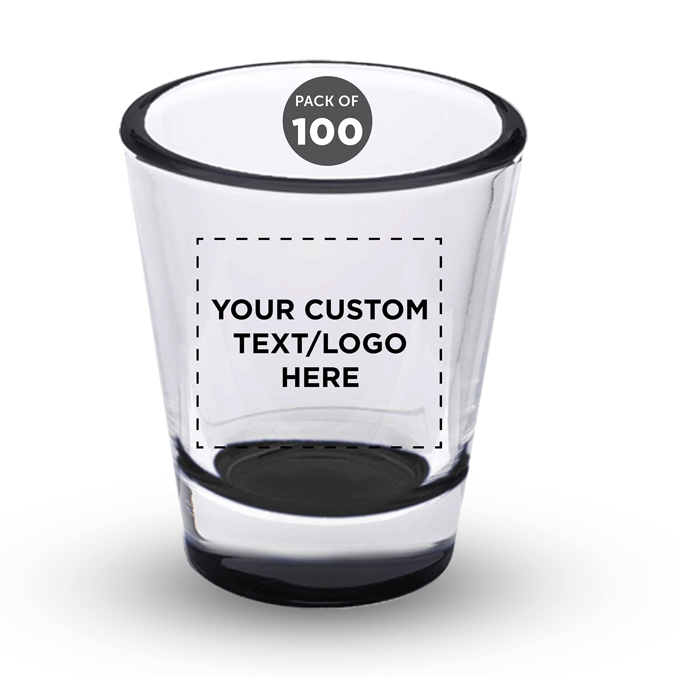 Custom Shot Glasses 1.75 oz (Set of 100) - Personalized Bulk Pack for Weddings, Bachelorette Parties & Events - Black Color Bottom - Perfect for Wedding Favors, Bridal Showers & Bar Decorations