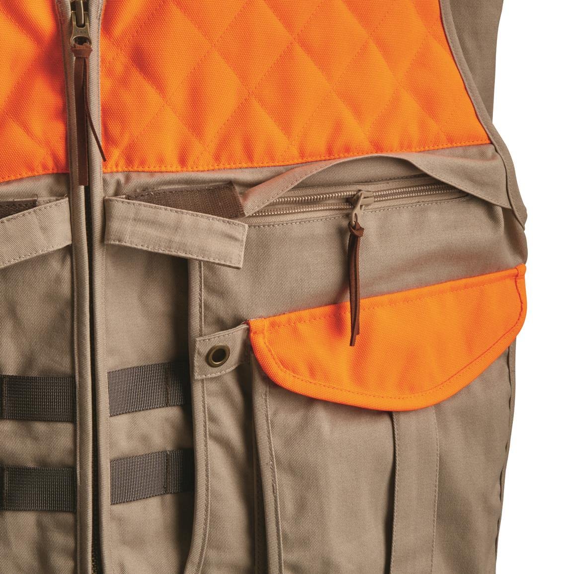 Guide Gear Men's Upland Hunting Vest - Orange Bird Hunting Vest with Back Game Pouch for Pheasant, Quail & Grouse Hunting | Durable Field Vest for Outdoor Sports & Birdwatching