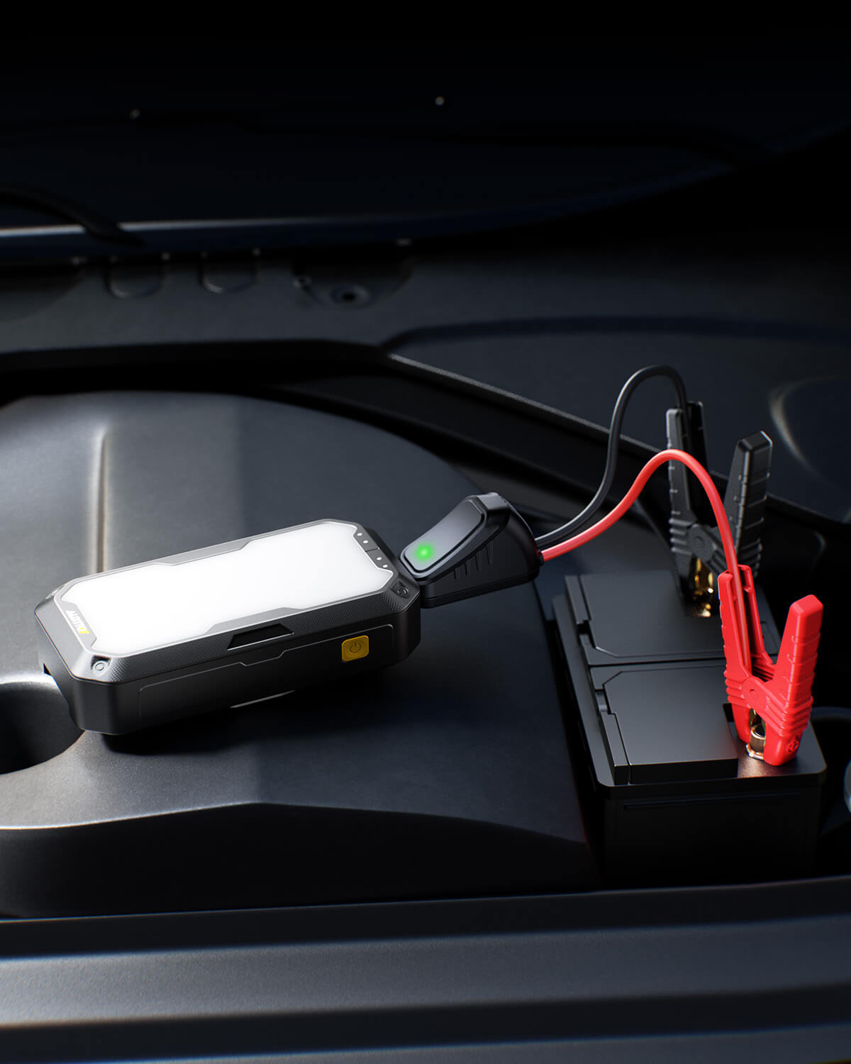 AUXITO 2000A Portable Car Jump Starter with LED Light - Emergency Battery Booster for Dead Car Battery, USB Charger & LED Engine Bay Lighting - Ideal for Roadside Emergencies, Camping & Outdoor Adventures