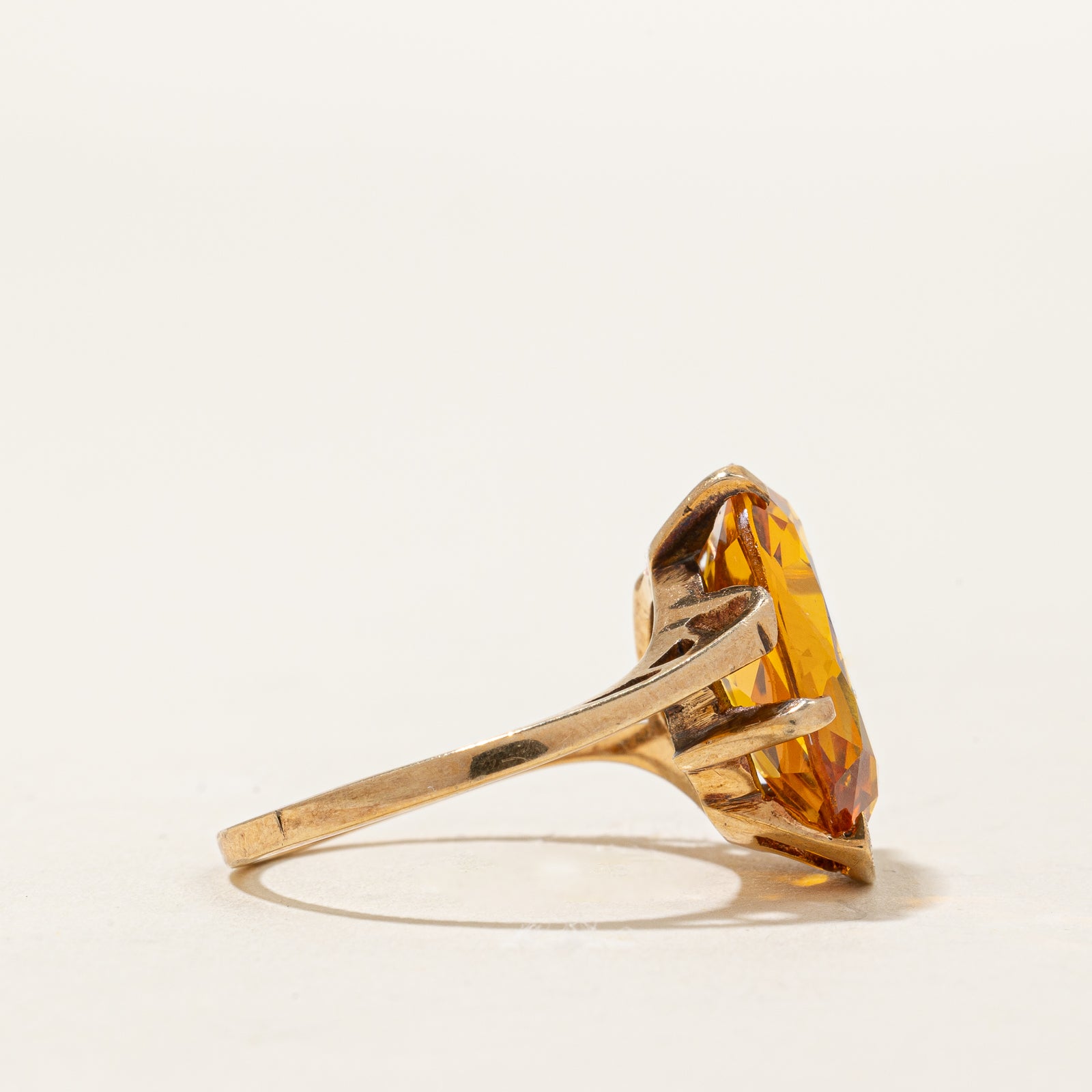 Exquisite 8.29ct Synthetic Yellow Sapphire Cocktail Ring - Size 6.25 - Elegant Statement Jewelry for Evening Parties & Special Occasions