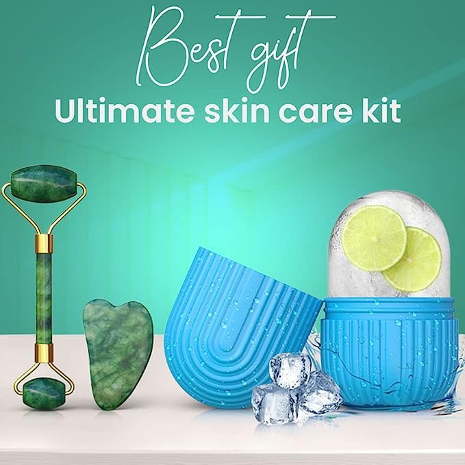 ShopiMoz 5-in-1 Reusable Ice Roller & Massager Set for Face, Eyes & Body - Skin Tightening & Puffiness Relief - Perfect for Home Spa, Post-Workout Recovery & Morning Skincare Routine