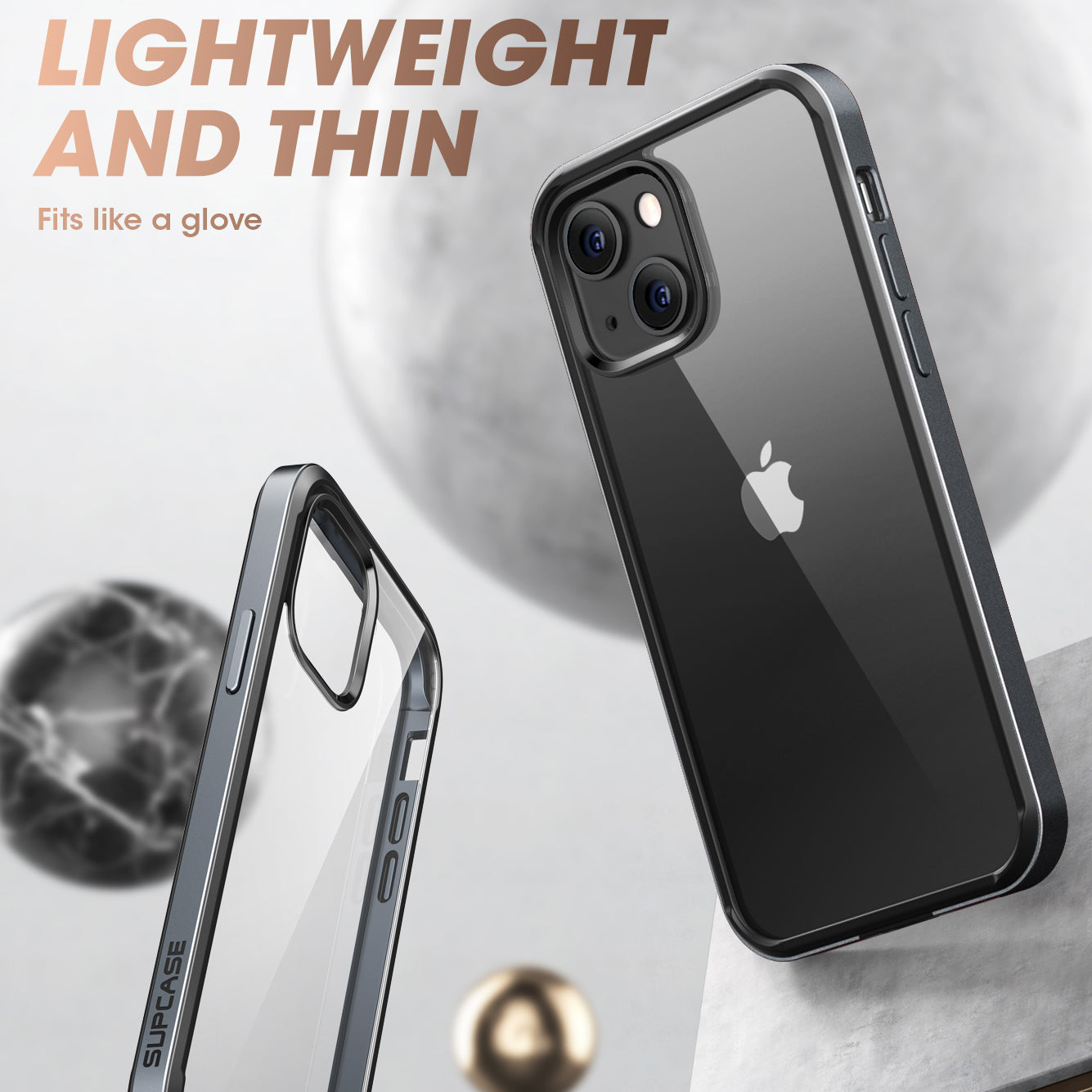 iPhone 13 6.1 Inch Case with Built-in Screen Protector - Unicorn Beetle Edge Shockproof Clear Black Protective Cover for Everyday Use, Work & Outdoor Activities