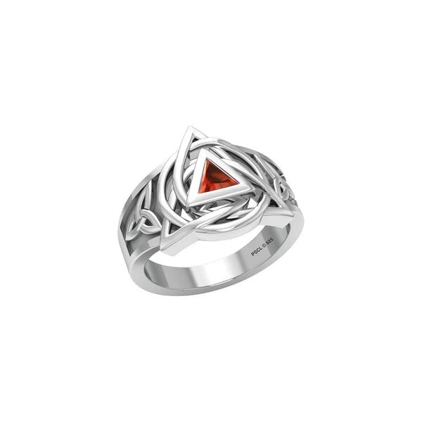 Celtic Triquetra AA Recovery Symbol Sterling Silver Ring with Gemstone - Spiritual Jewelry for Sobriety & Healing - Perfect for 12-Step Programs, Gifts & Meditation