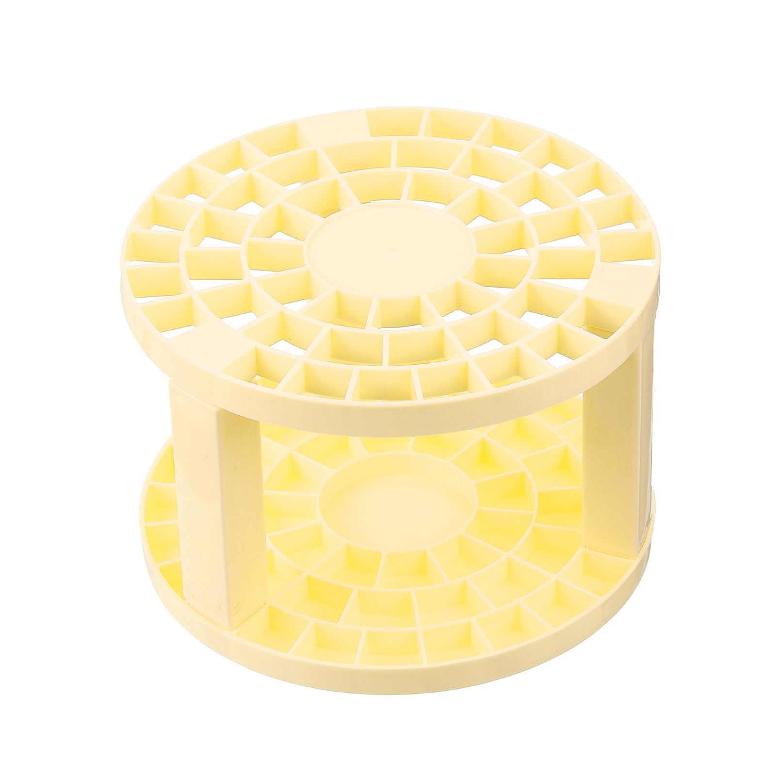 PATIKIL 49-Hole Paint Brush Holder - Plastic Round Organizer Stand for Artists, Makeup Brushes & Pencils - Yellow Desk Storage Solution for Art Studios & Makeup Vanities