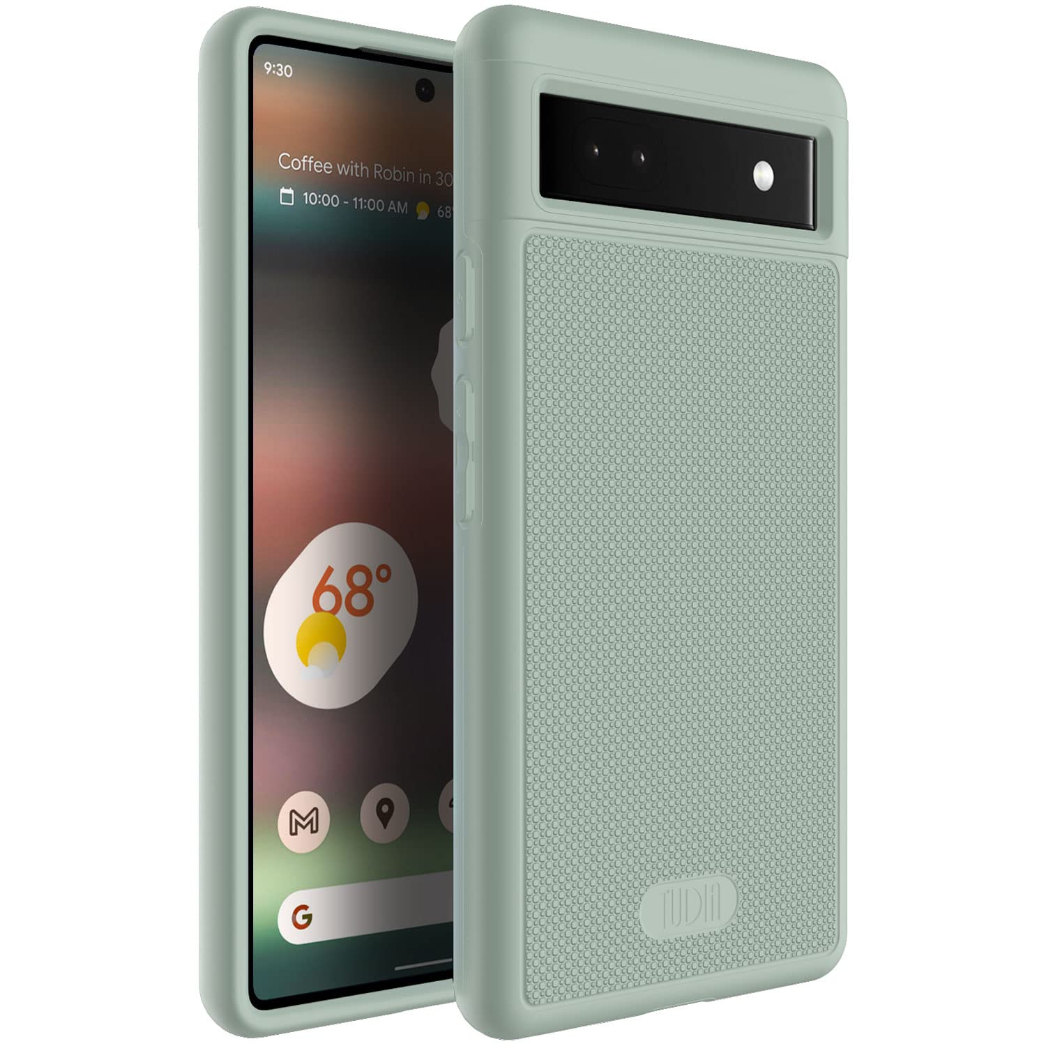 TUDIA MergeGrip Military Grade Protective Case for Google Pixel 6a (2022) - Dual Layer Shockproof, Slim & Non-Slip Heavy Duty Phone Cover - Green Lily | Perfect for Outdoor Activities, Work & Daily Protection