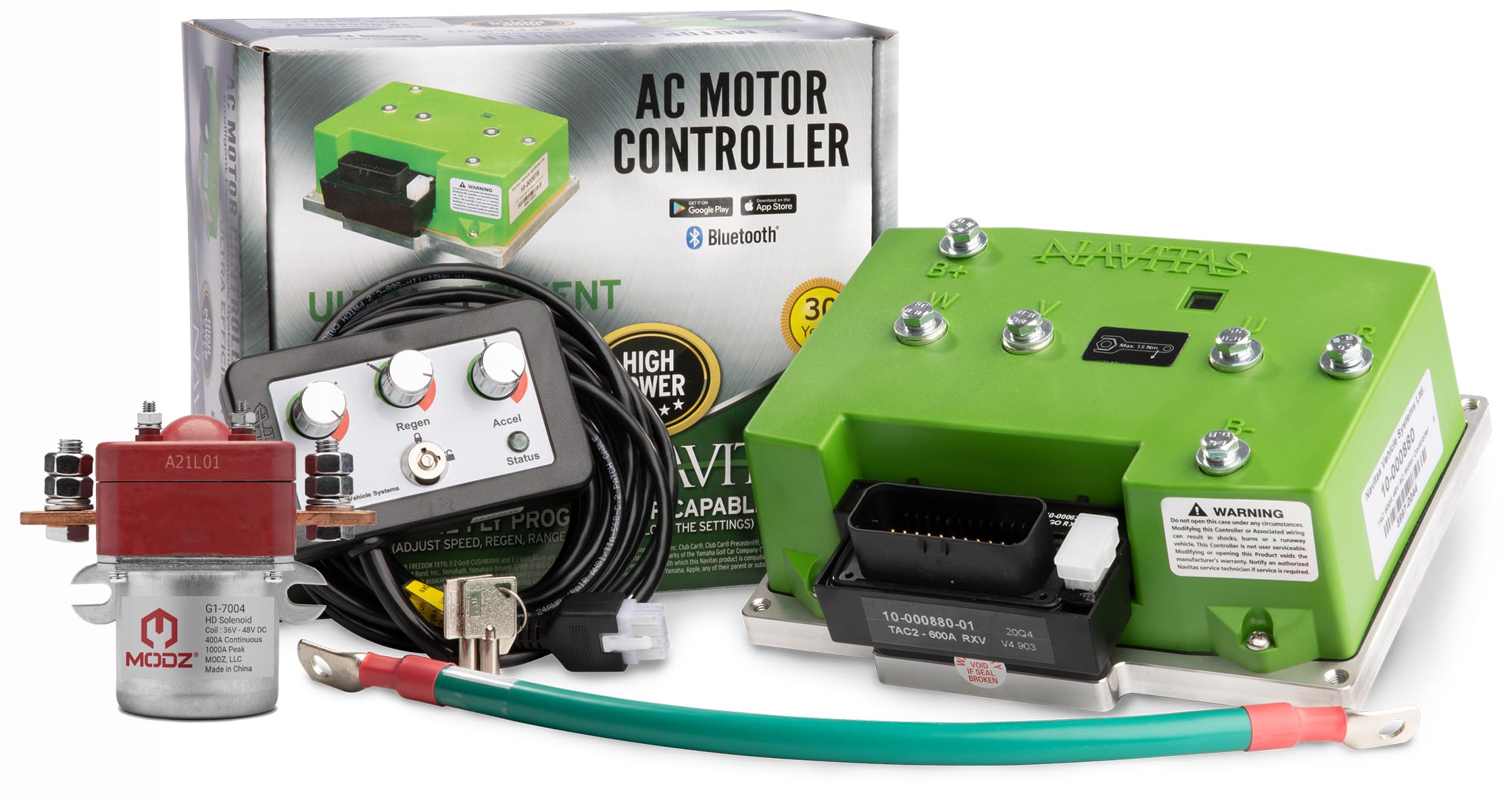 Navitas 600A EZGO RXV Golf Cart AC Controller with On-The-Fly Programmer | Curtis Controller Replacement | Heavy Duty MODZ® Solenoid | Perfect for Golf Cart Upgrades & Off-Road Performance