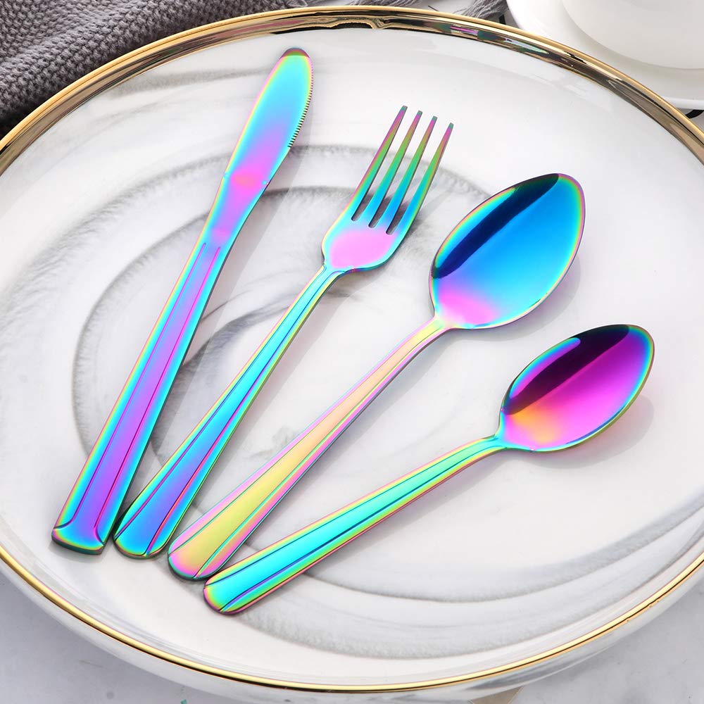 BuyGo 24-Piece Stainless Steel Silverware Set - Dinner Knife, Fork, Spoon & Teaspoon for 6 People - Elegant Classic Design, Dishwasher Safe Flatware Cutlery Set - Perfect for Home Dining, Parties & Restaurant Use