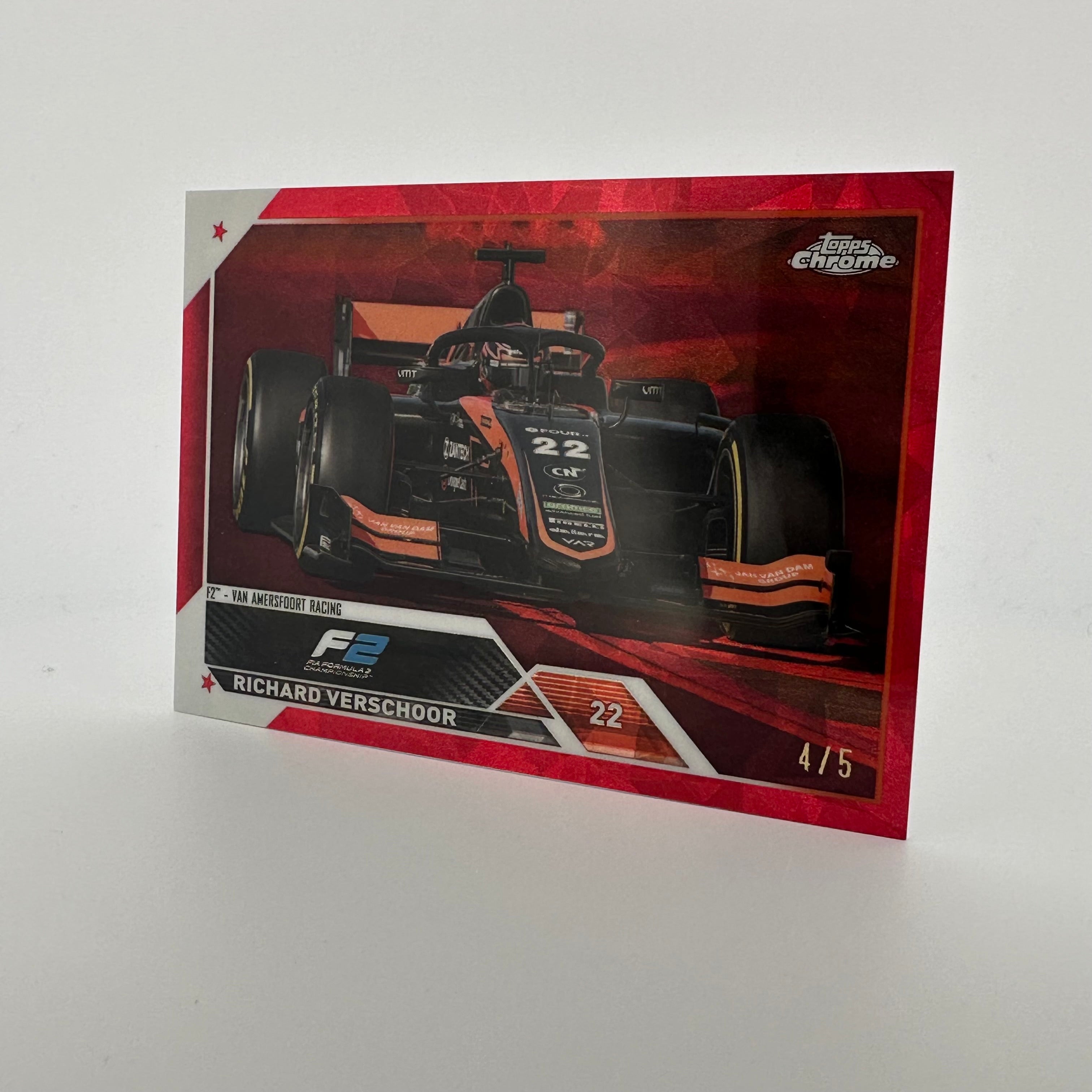 2023 Topps Chrome Sapphire Richard Verschoor #142 4/5 Red - Limited Edition Racing Card for Collectors & Fans