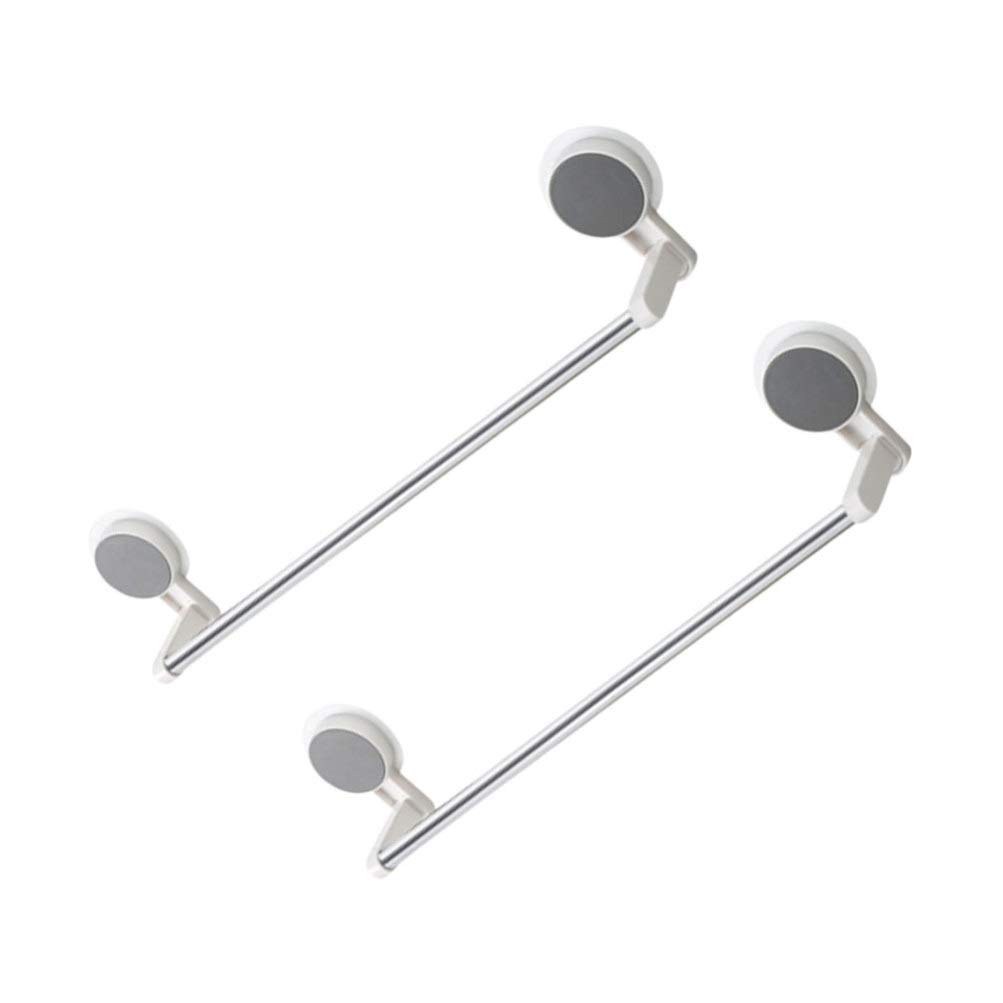TOPBATHY 2-Pack White Suction Cup Wall Mounted Towel Holder - Bathroom & Kitchen Towel Hanger, Hand Towel Ring, Paper Towel Rack for Home, RV, Dorm Organization