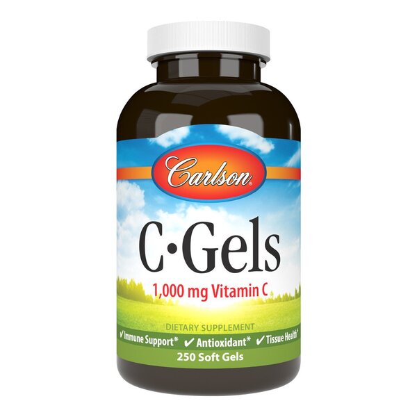 Carlson Labs Vitamin C Gels 1000mg - 250 Softgels for Immune Support & Antioxidant Benefits | Daily Supplement for Adults & Kids