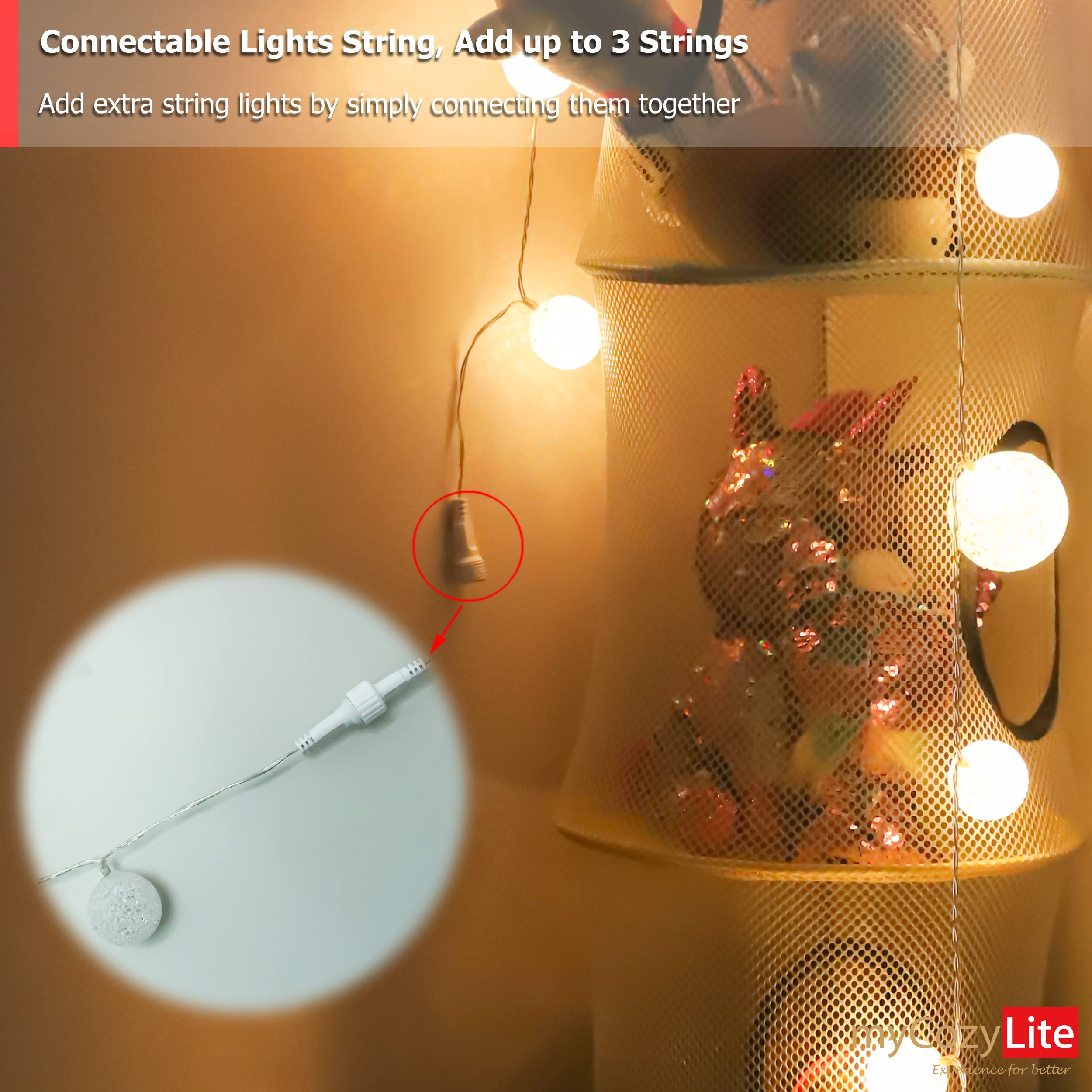 20 Warm White LED Globe String Lights with Timer - Plug in Blinking Fairy Lights for Wedding, Party, Home Decor, Christmas & Holiday - 10ft Connectable Indoor/Outdoor Decorations (Perfect for Bedroom, Garden, Patio & Special Events)