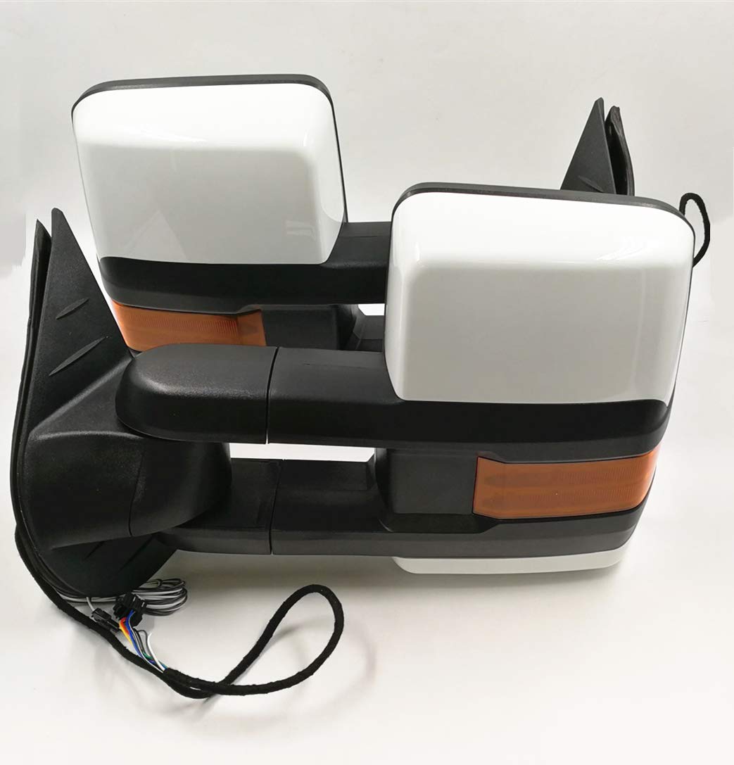 **Upgraded Power Heated Towing Mirrors for Chevy Silverado/GMC Sierra 99-02 - LED Signal & Backup Lights, Telescopic Design (Amber-White) - Perfect for Towing Trailers, Campers & Heavy Loads**