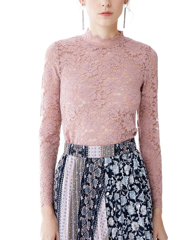 Floral Lace Long Sleeve Top with Camisole - Women's Plus Size Summer Blouse with Eyelash Trim for Casual & Dressy Outfits | Perfect for Date Nights, Office Wear & Special Occasions