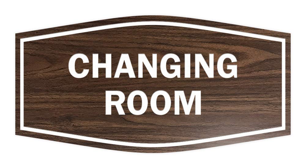 ByLITA Elegant Changing Room Sign with Adhesive Backing - Weatherproof for Indoor & Outdoor Use - Easy Mount on Any Surface - Walnut Finish - Perfect for Spas, Salons, and Home Dressing Areas