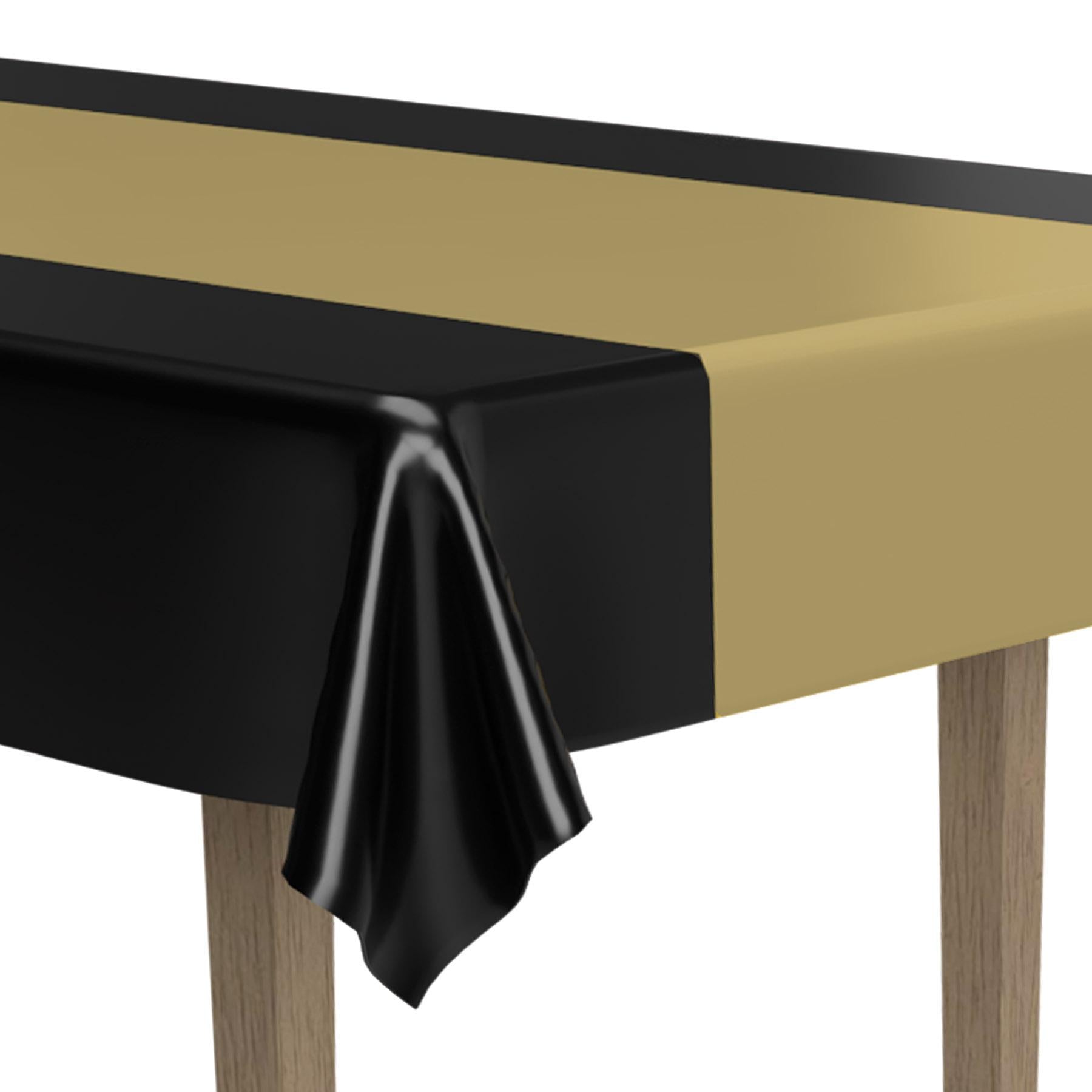 12 Pack Beistle Black and Gold Party Table Covers - Premium Disposable Tablecloths for Birthday, Wedding, and Holiday Decorations