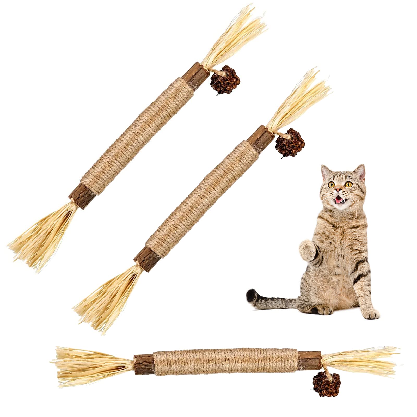DIOZYRA Catnip Toys - Natural Silvervine Sticks for Indoor Cats, Kitten Teething Chew Toys & Interactive Exercise Toys for Adult Cats - Perfect for Playtime, Dental Health & Stress Relief