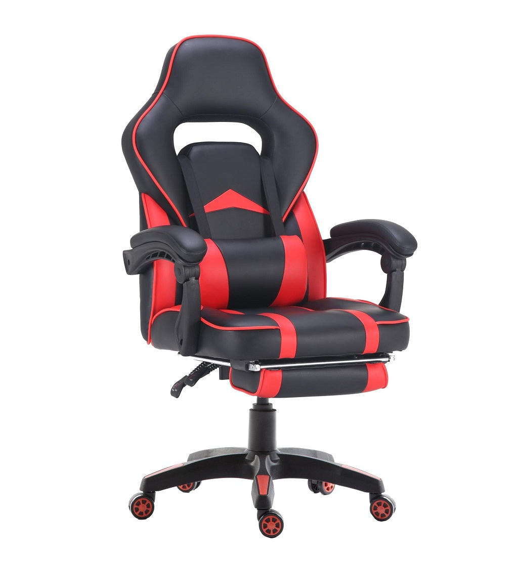 Ergonomic Footrest for Gaming Chairs - 055 Series Adjustable Height Black & Red Foot Rest - Perfect for Office, Gaming & Home Relaxation