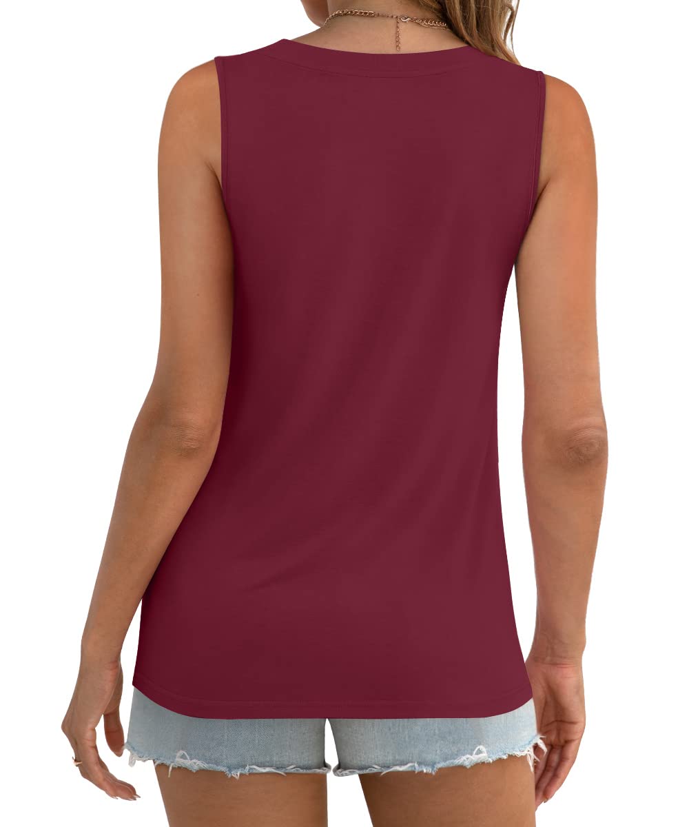 Anydool Women's Sleeveless Casual Loose Fit Twist Front Tank Top Blouse - Summer Breathable Comfortable T-Shirt for Beach, Travel & Daily Wear