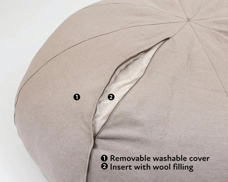 Premium Large Round Wool Bean Bag Chair - OEKO-TEX Certified, Eco-Friendly & Comfortable for Living Room, Bedroom, or Nursery Relaxation
