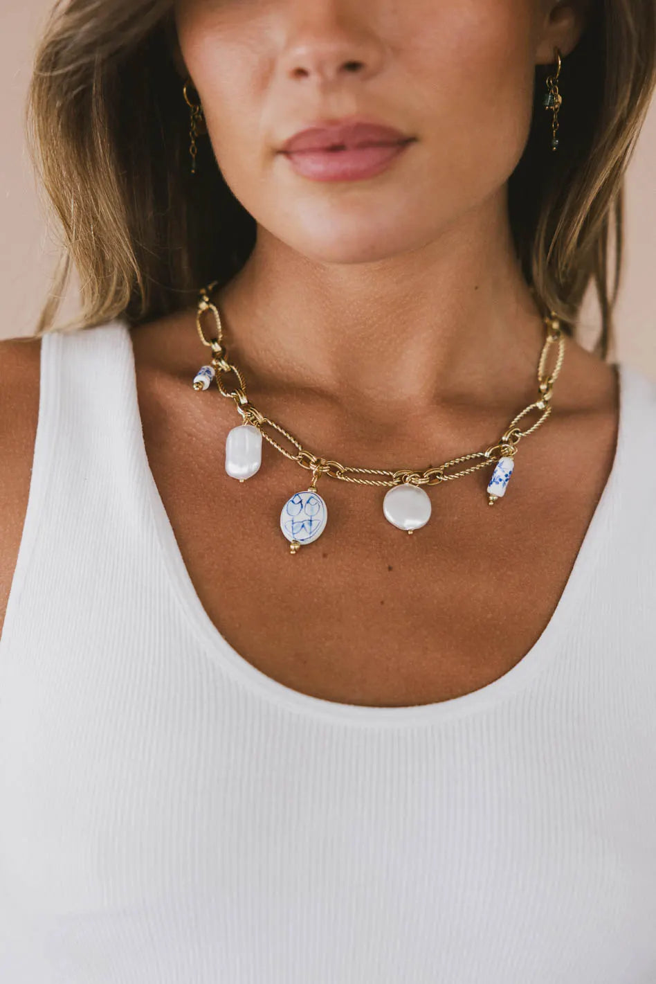 Lousia Blue Bead Charm Necklace for Women - Handmade Bohemian Jewelry Gift for Birthday, Anniversary & Valentine's Day | Perfect for Casual Wear, Date Night & Special Occasions
