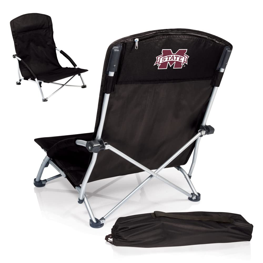 PICNIC TIME NCAA Tranquility Beach Chair with Carry Bag - Portable Low Profile Beach Chair for Adults - Lightweight Folding Lawn Chair for Outdoor Relaxation at Beach, Pool, Camping and Backyard