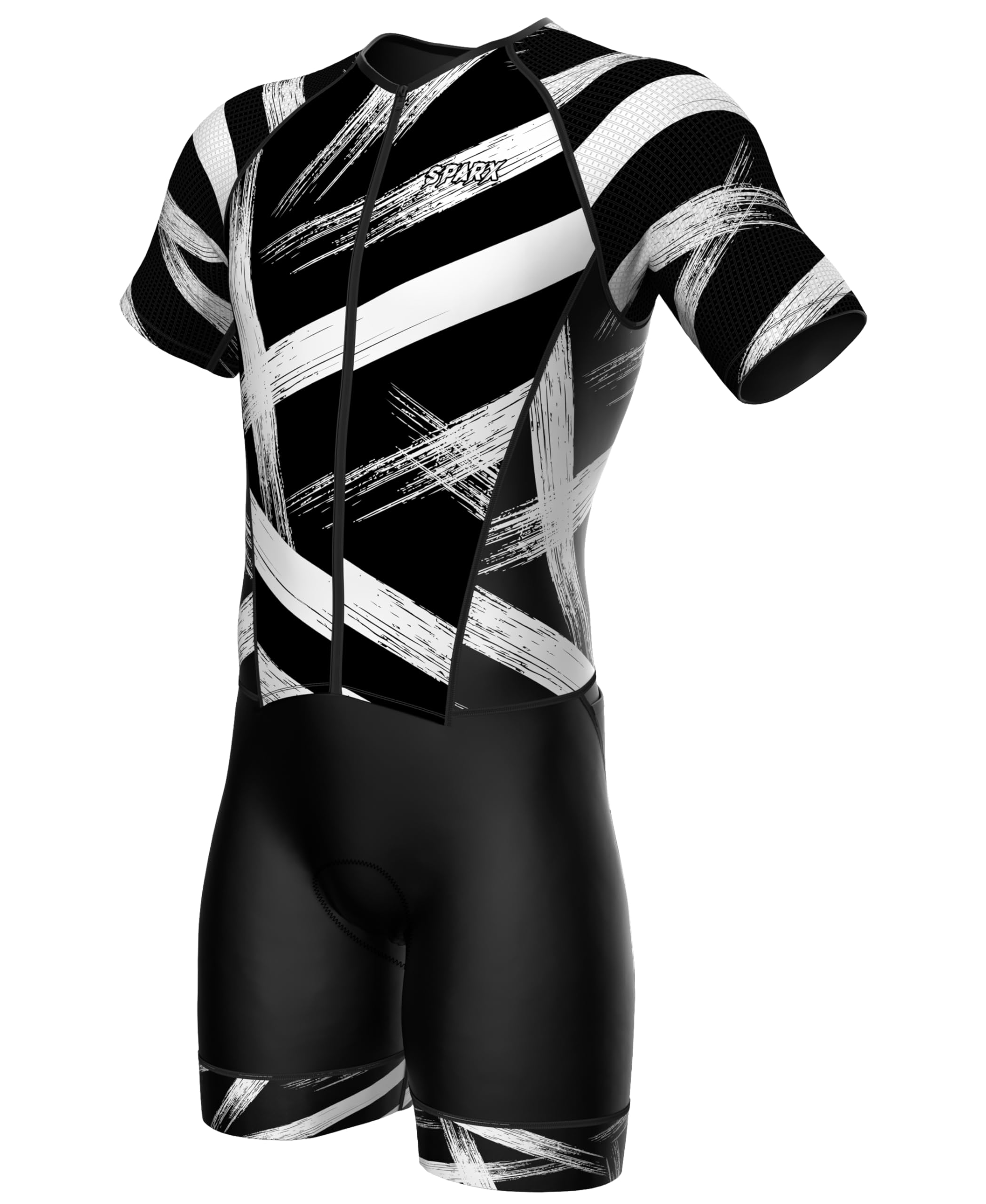 Sparx Men's Elite Aerosuit Triathlon Suit - Short Sleeve Triathlon Skinsuit for Cycling, Running & Swimming - High Performance Triathlon Gear for Competitions & Training