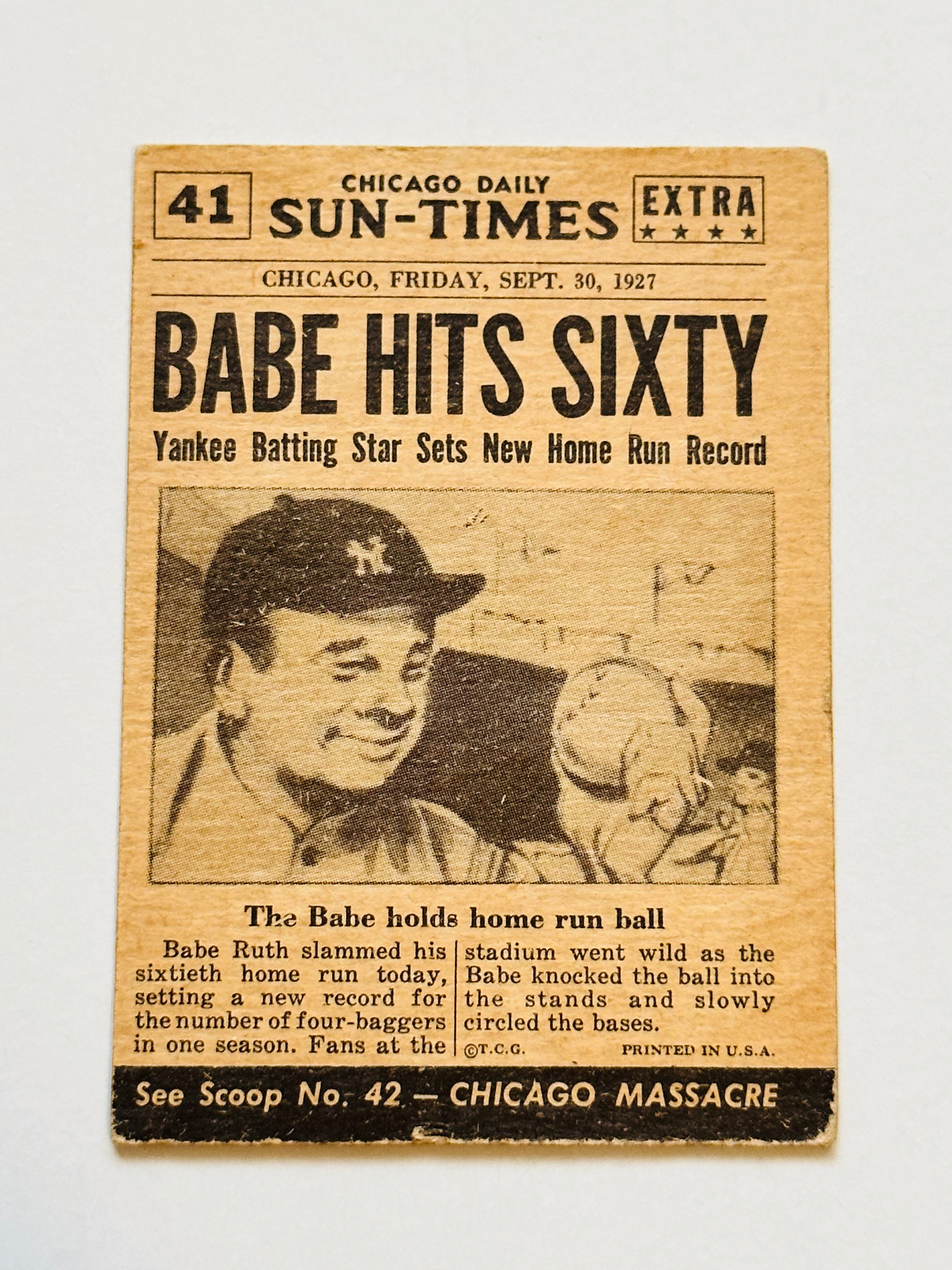 Rare 1954 Babe Ruth Topps Scoops Baseball Card - Vintage Collectible for Sports Memorabilia & Fan Display