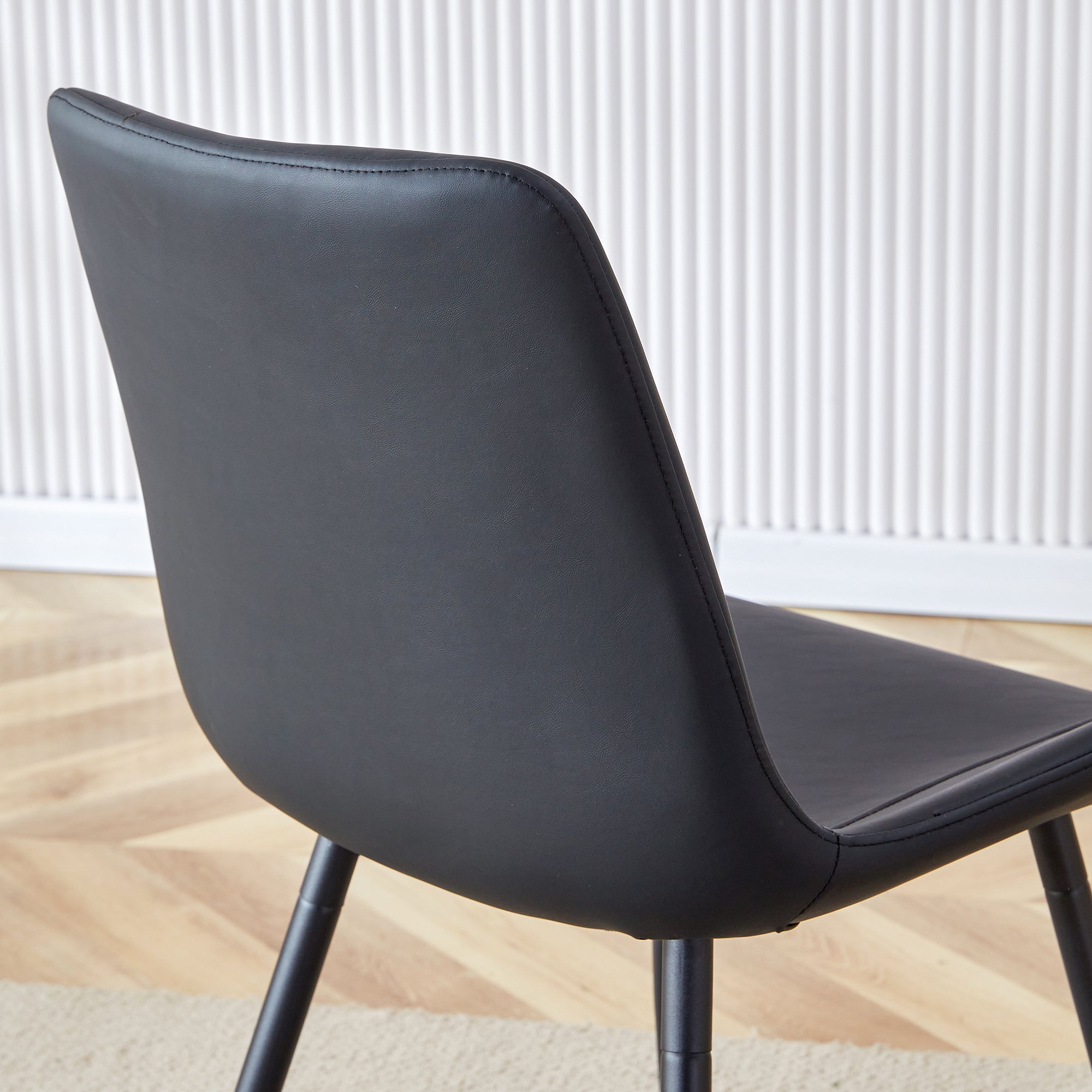 Premium Black Faux Leather Dining Chairs with Metal Legs - Ergonomic Curved Backrest & Wide Cushion for Maximum Comfort - Set of 4 Modern Chairs for Restaurant, Kitchen, Bedroom & Office Use
