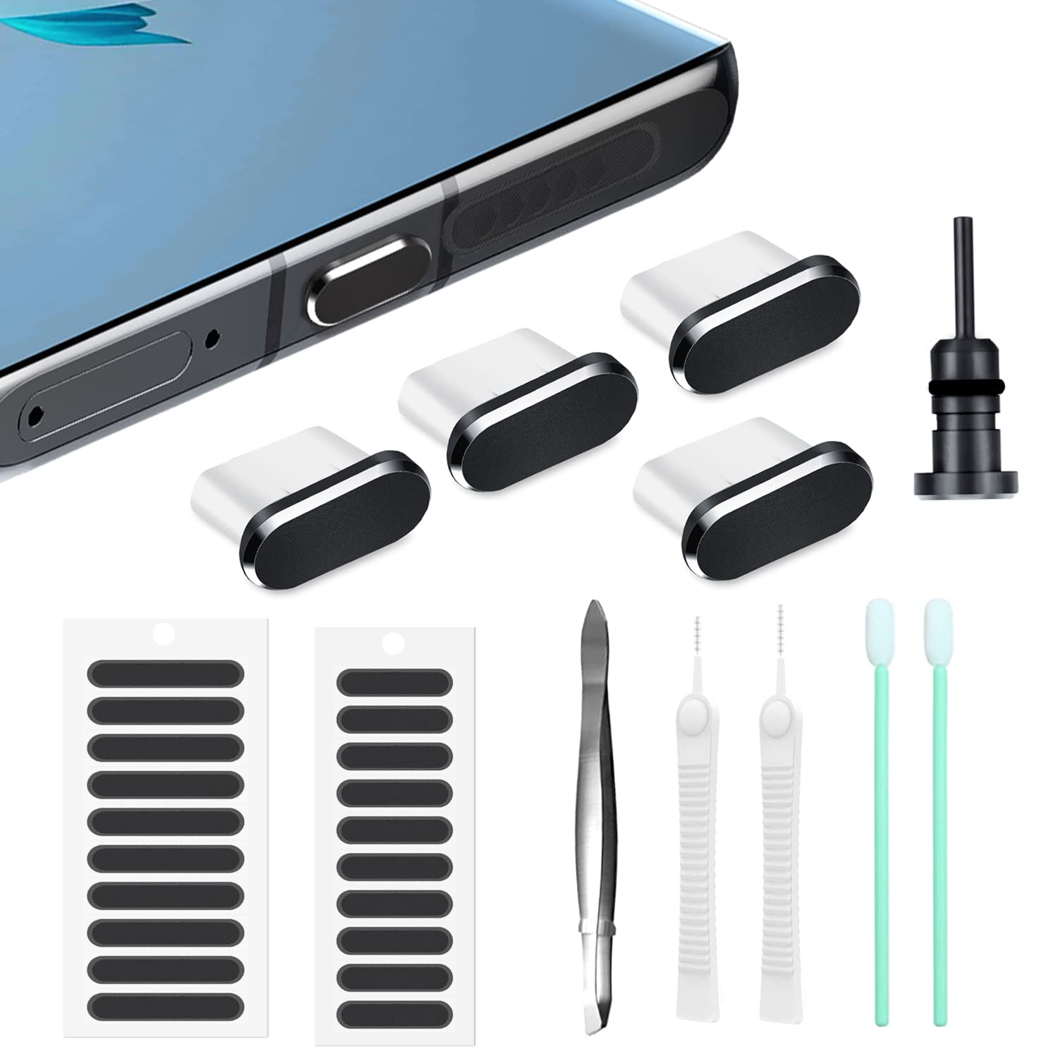 USB C Dust Plug Cover for Phone & Speaker - Type C Charging Port Protector | Anti-Dust, Anti-Dirt Protection Kit | Perfect for Travel, Gym & Daily Use