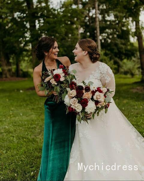 Emerald Green Velvet Bridesmaid Dresses 2025 - Elegant Long Formal Gowns for Wedding Guests & Special Occasions | Perfect for Evening Galas, Holiday Parties & Formal Events