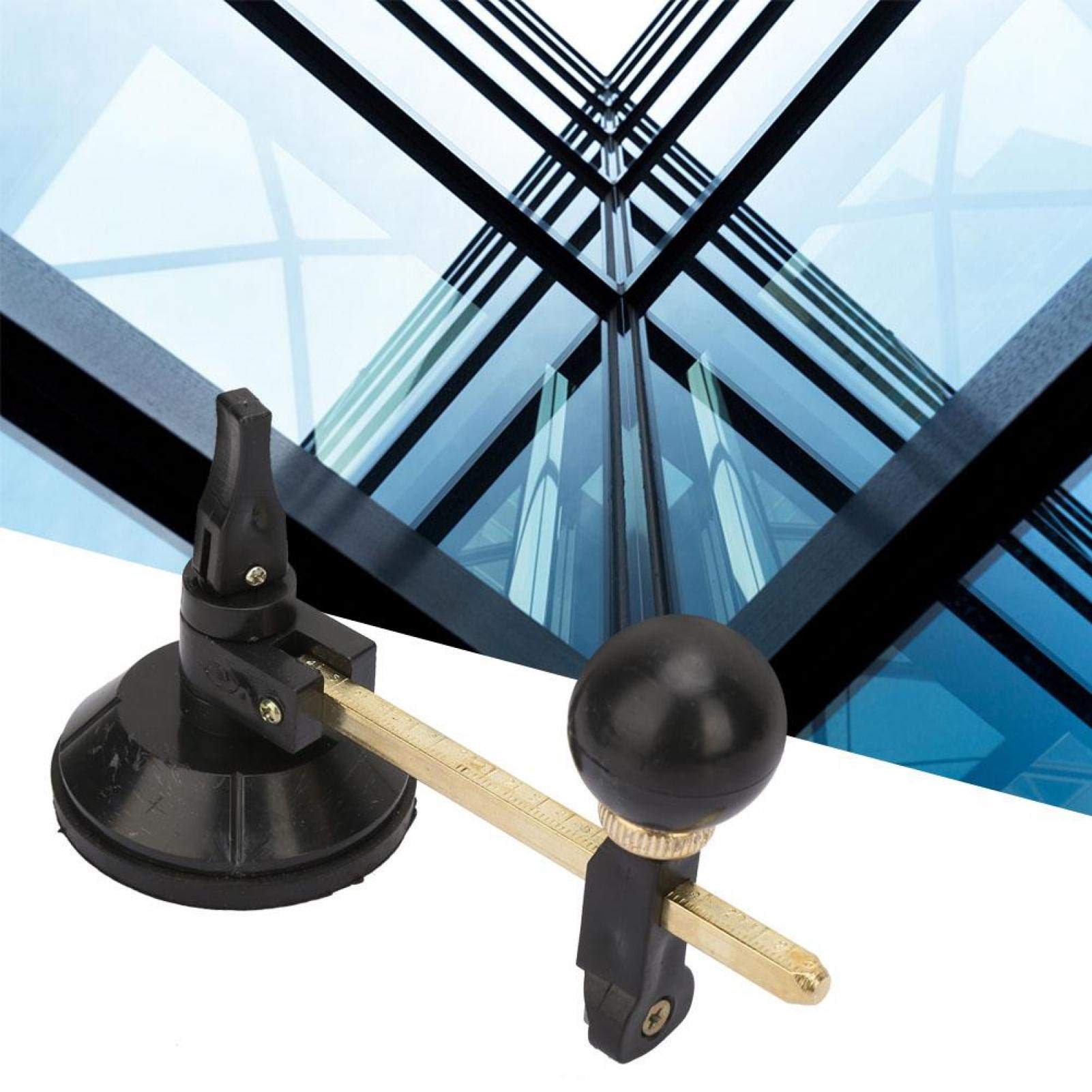 Fafeicy 6-Wheel Glass Cutter with Suction Cup - Professional Circle Cutting Tool for Glass (20cm Diameter) - Perfect for DIY Glass Art, Stained Glass Projects & Home Renovations