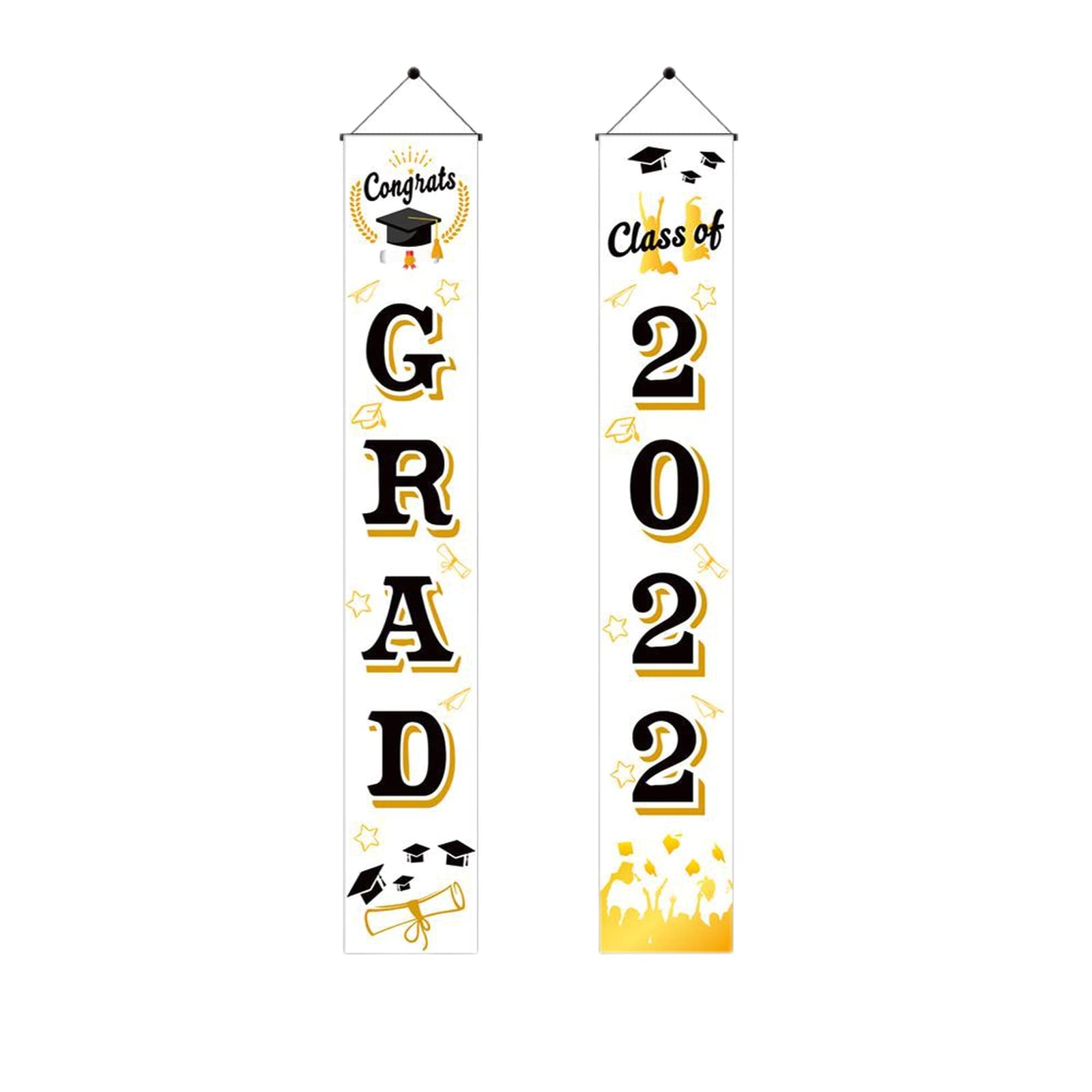 2022 Graduation Banner Decorations - Congratulations Graduation Backdrop for Party Decor (White) | Perfect for High School & College Graduation Ceremonies, Photo Booths & Celebration Events