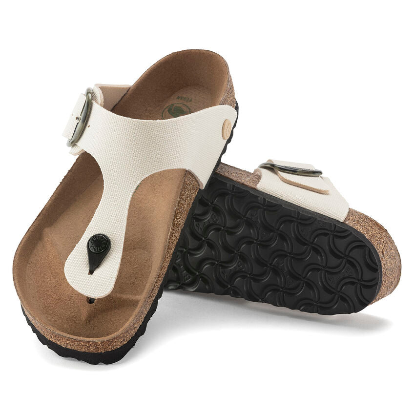 Birkenstock Gizeh Vegan Big Buckle Sandals - Women's Comfortable Textile Footwear in Eggshell White | Perfect for Summer, Beach, and Casual Outfits
