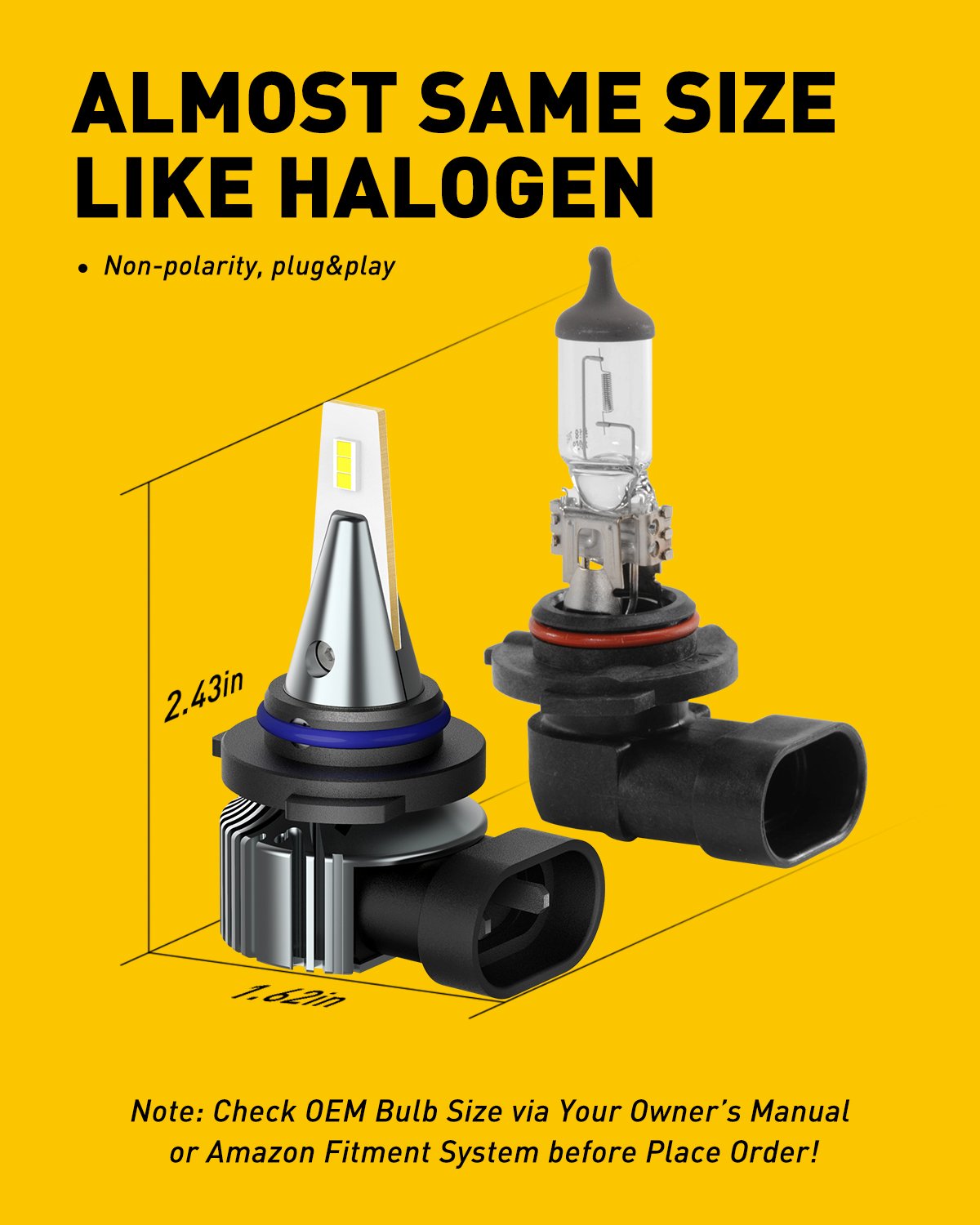AUXITO 9006 HB4 LED Fog Light Bulbs - 6000LM Super Bright, 6500K Cool White CSP LED Chips - IP67 Waterproof - Perfect for Daytime Running Lights (DRL) - Fits Cars, Trucks, SUVs - Great for Night Driving, Foggy Conditions & Enhanced Visibility - Pack of 2