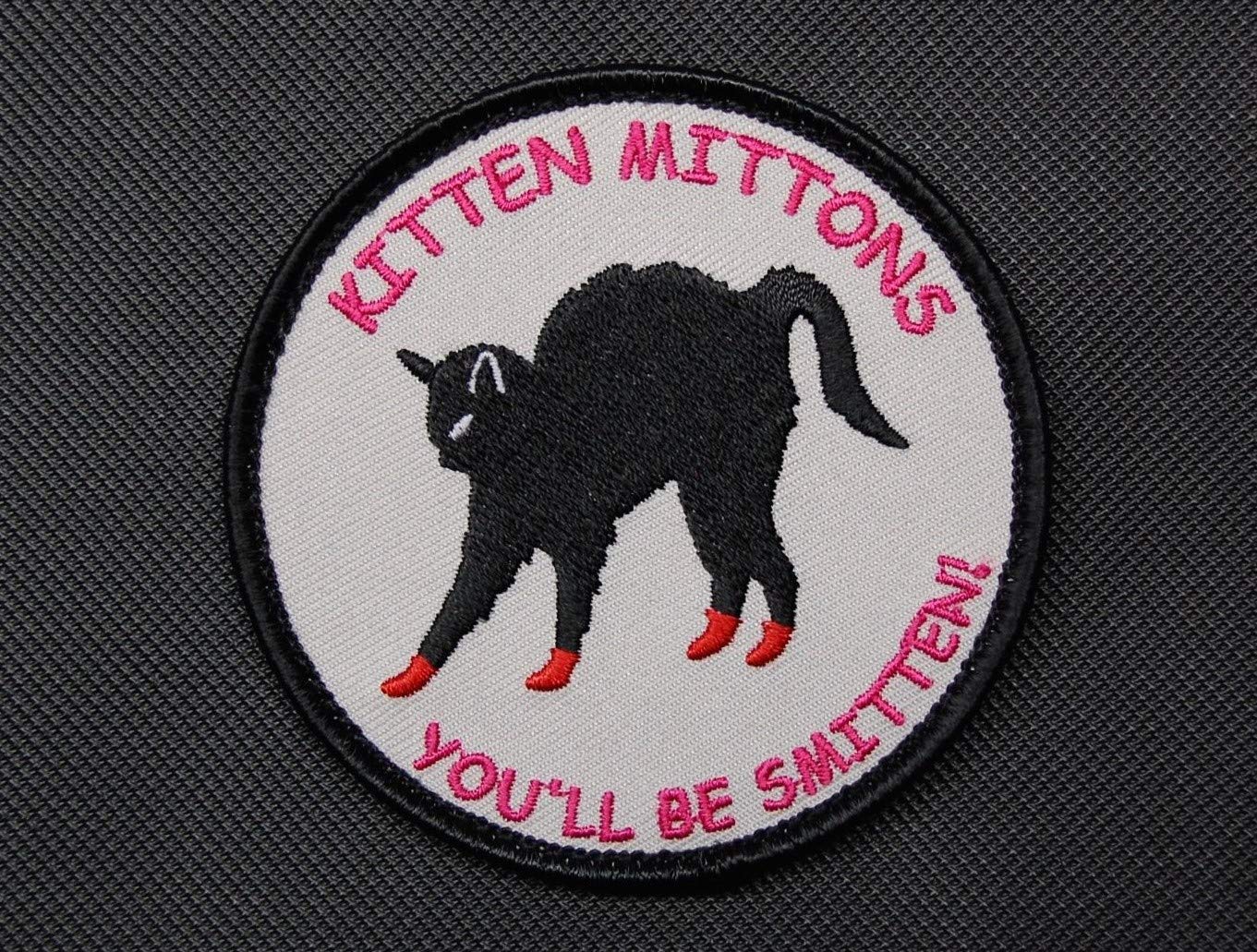 Kitten Mittens Embroidered Patch - Iron-On or Sew-On 3 Inch Diameter - Perfect for DIY Crafts, Jackets, Backpacks & Pet Accessories