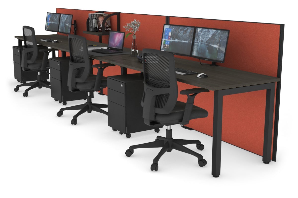 Horizon Quadro 3-Person Office Workstation with Square Legs - 1600L x 700W Dimensions - Perfect for Collaborative Workspaces & Modern Offices