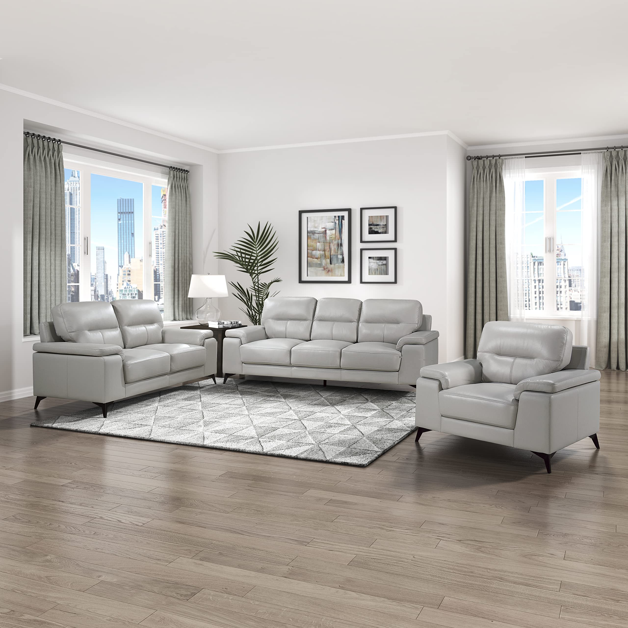Lexicon Iglesia Modern Living Room Sofa - Silver Gray Upholstered Couch for Small Spaces, Apartments & Cozy Home Decor | Perfect for Lounging, Entertaining & Relaxing