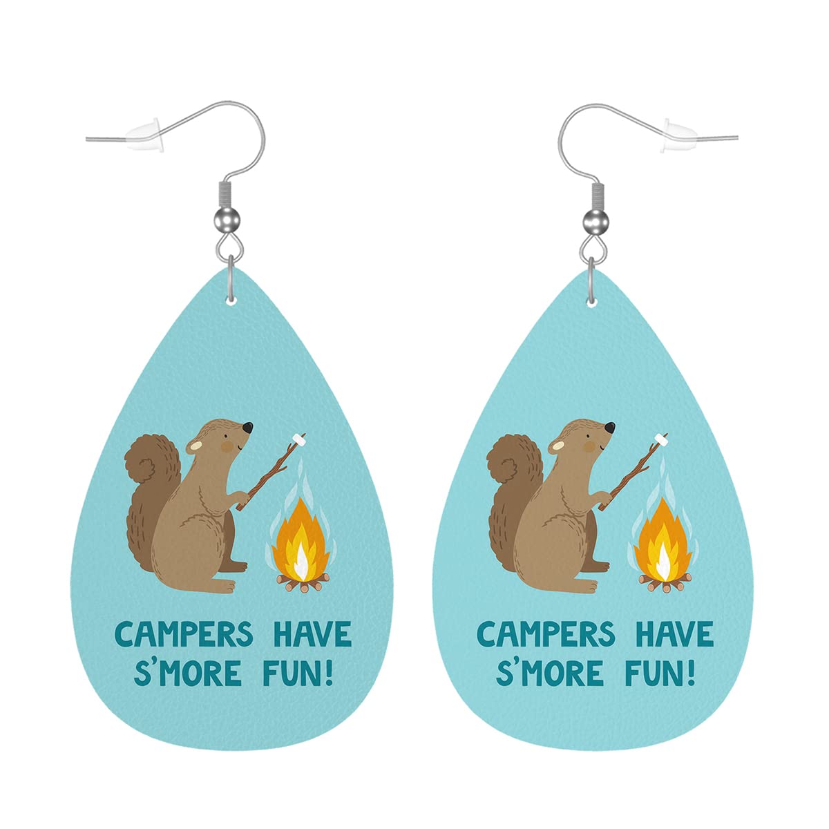 Zokola Squirrel Faux Leather Earrings for Women - Cute Animal Dangle Earrings with Marshmallow Campfire Design, Fashion Jewelry Gift for Friends | Perfect for Casual Wear, Parties & Outdoor Adventures