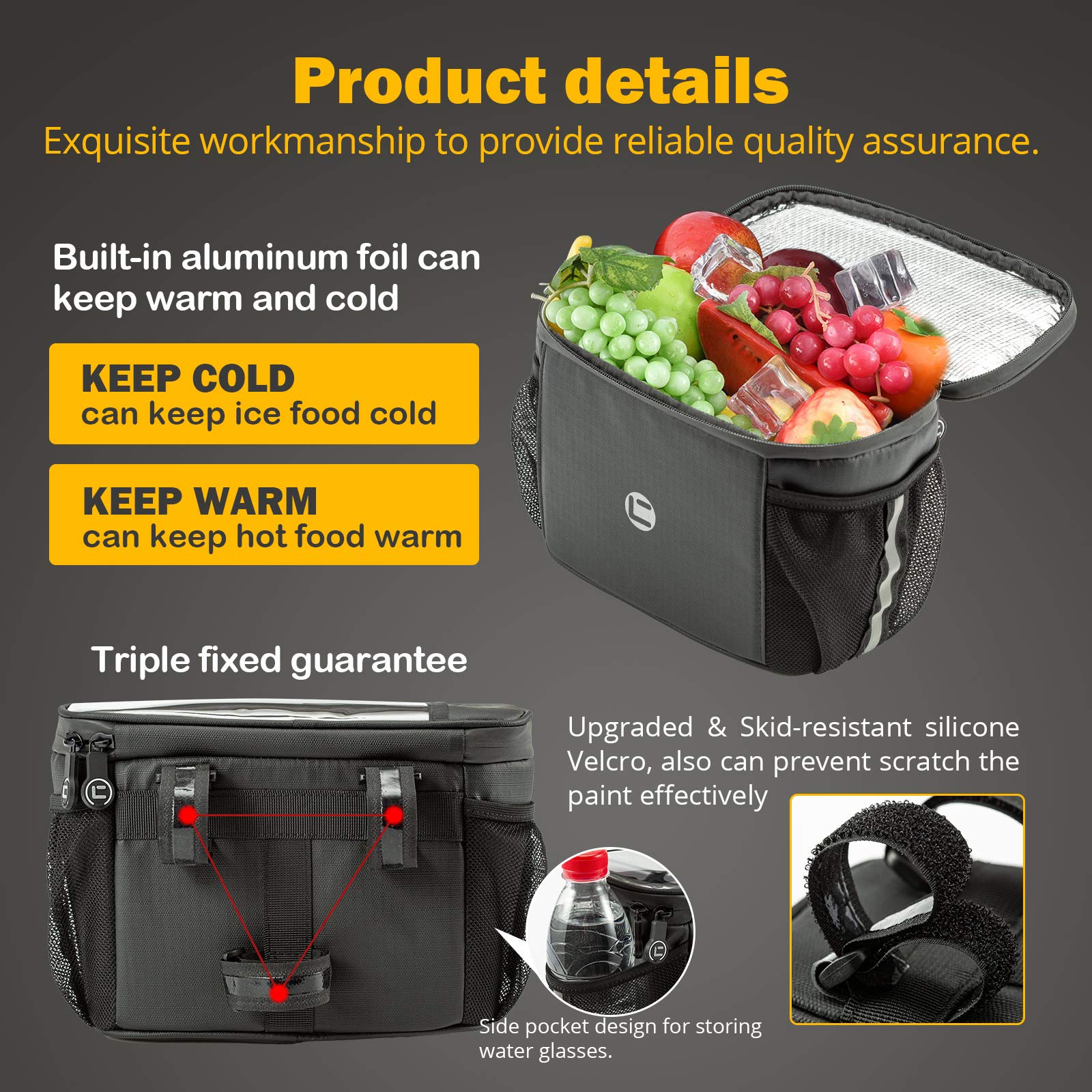 BAIGIO 4L Bike Handlebar Bag - Waterproof Cycling Pack with Touchscreen Pocket for Outdoor Rides