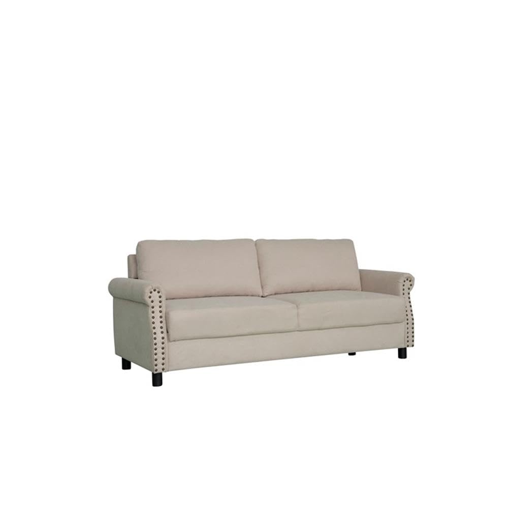 Premium Microfiber Storage Ottoman for Living Room - Beige Sofa Organizer with Hidden Compartment | Perfect for Small Space Organization & Extra Seating
