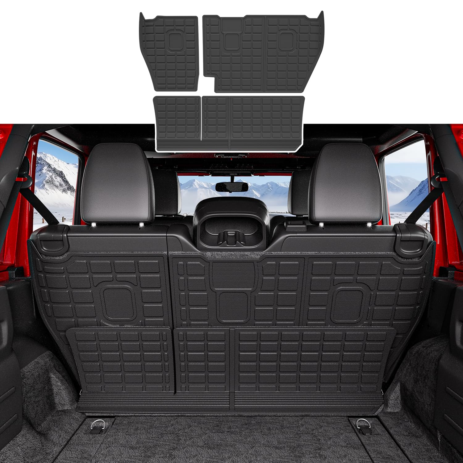 TPE Back Seat Protector & Cargo Mat for 2018-2024 Jeep Wrangler JL Unlimited 4X4 | Durable Backrest Cover Accessories | Perfect for Off-Roading, Camping & Daily Commute (Fits 18-24 JL Models)