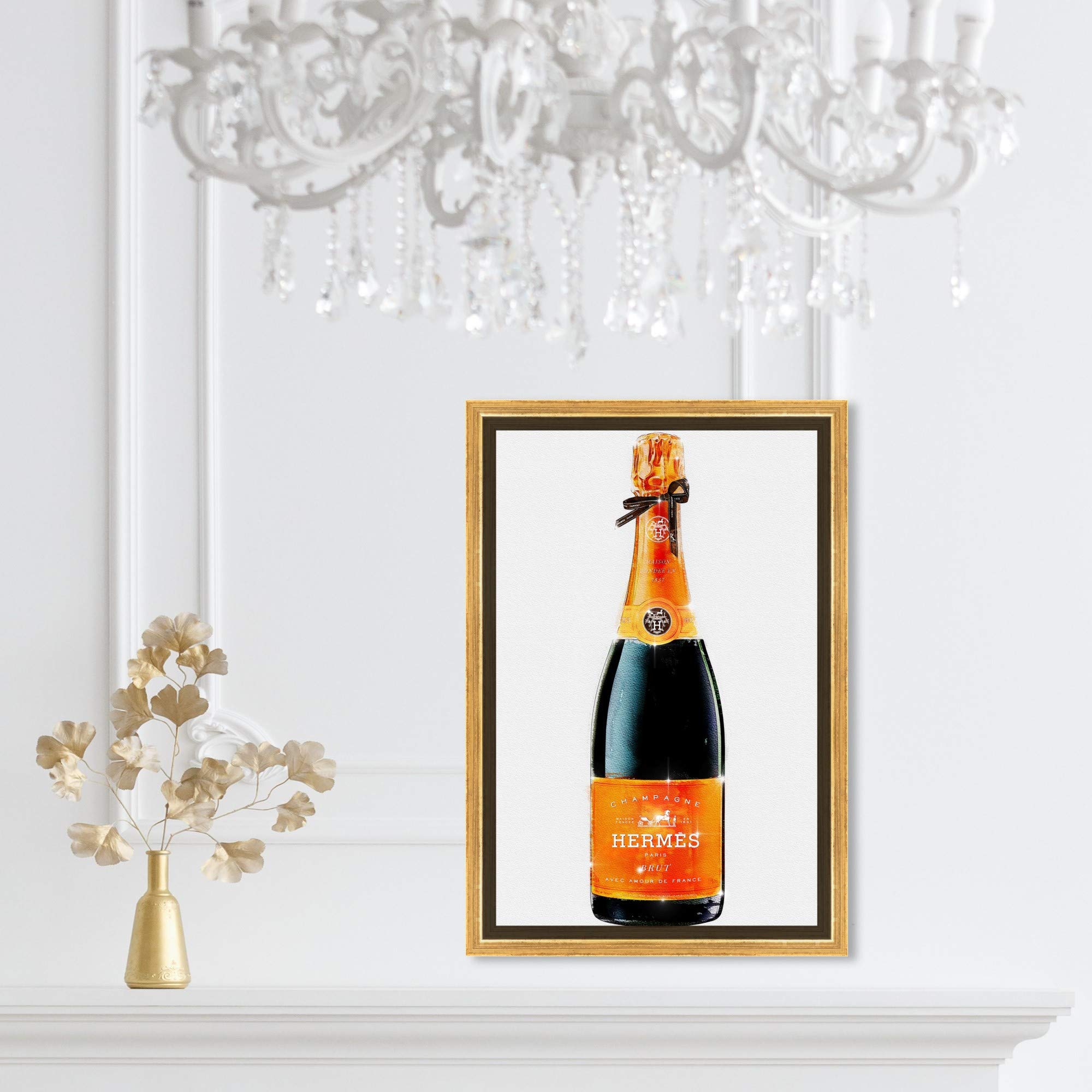 Oliver Gal Artist Co. 'Parisian Luxe Champagne' Framed Wall Art Canvas Print - 10x15 Inches Fashion Glam Home Decor for Living Room, Bedroom & Office