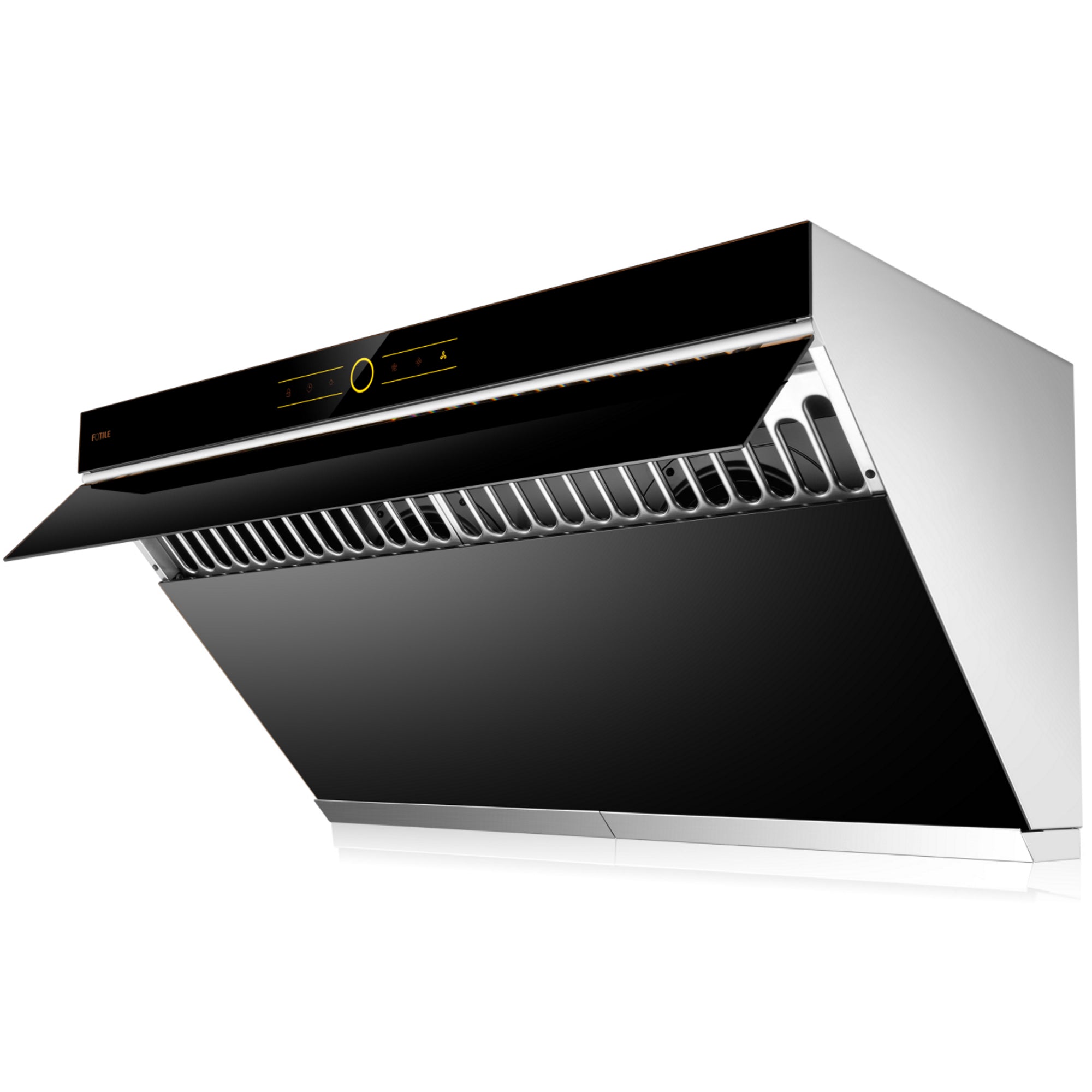 Fotile JQG9001 36-Inch 850 CFM Wall Mount Range Hood with Touchscreen - Onyx Black Tempered Glass Slant Vent for Modern Kitchens | Powerful Smoke & Odor Removal for Cooking, Grilling & Frying