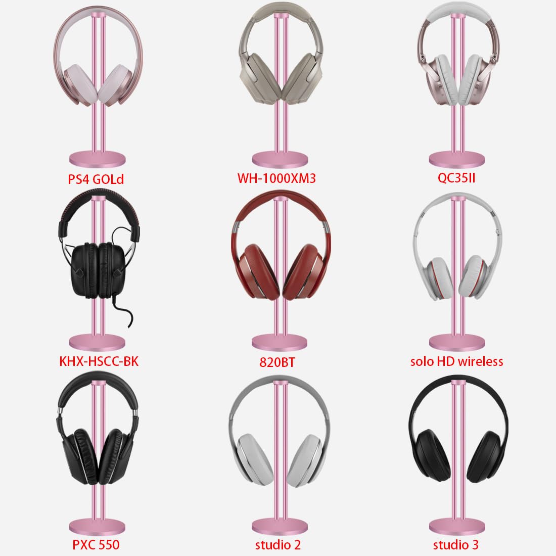 Geekria Premium Aluminum Alloy Headphone Stand for Over-Ear Headphones & Gaming Headsets - Heavy Base Desk Display Hanger Compatible with HyperX, Bose, Sony, Sennheiser (Rose Gold) - Perfect for Gaming Setup, Office & Home Organization
