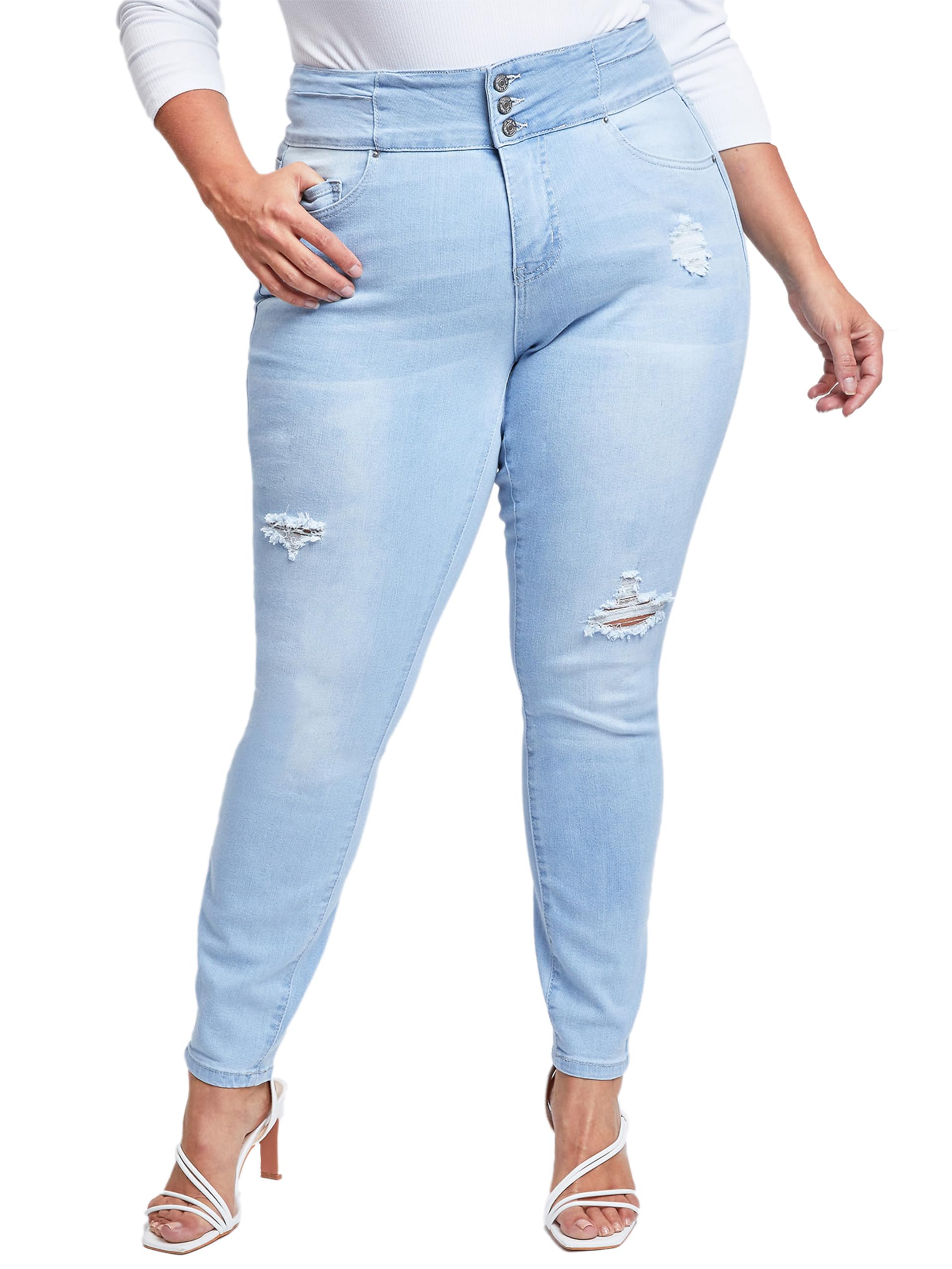 Royalty For Me Women's Plus Size Sustainable High Waist Skinny Jeans – Stretchy Comfort Denim Pants for Casual Wear & Office Outfits